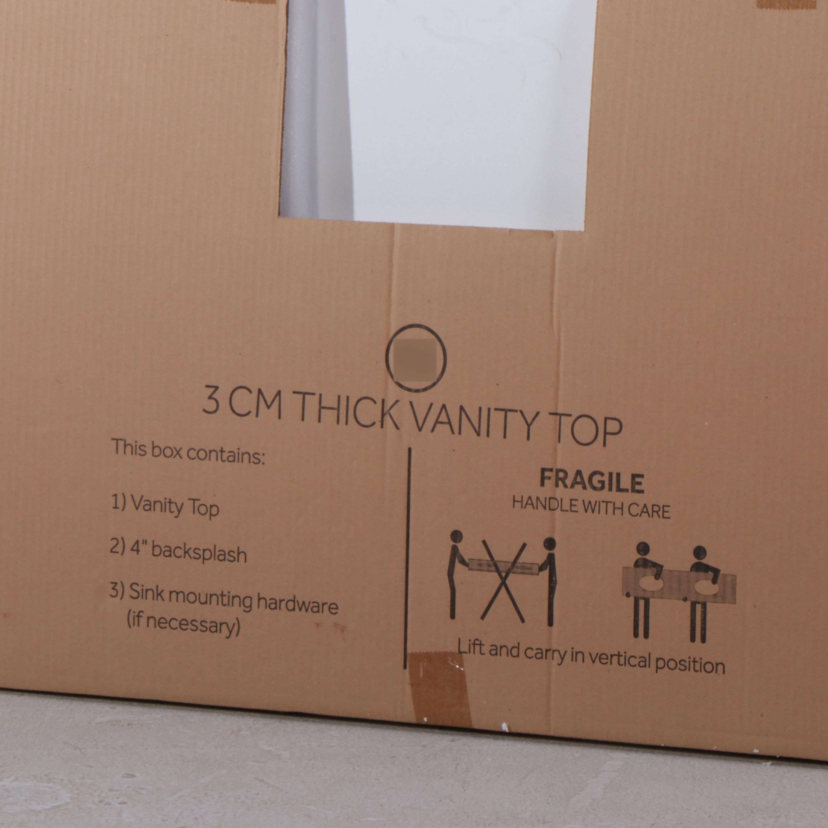 61"x 22" White Quartz Double Vanity Top for Semi-Recessed Sinks