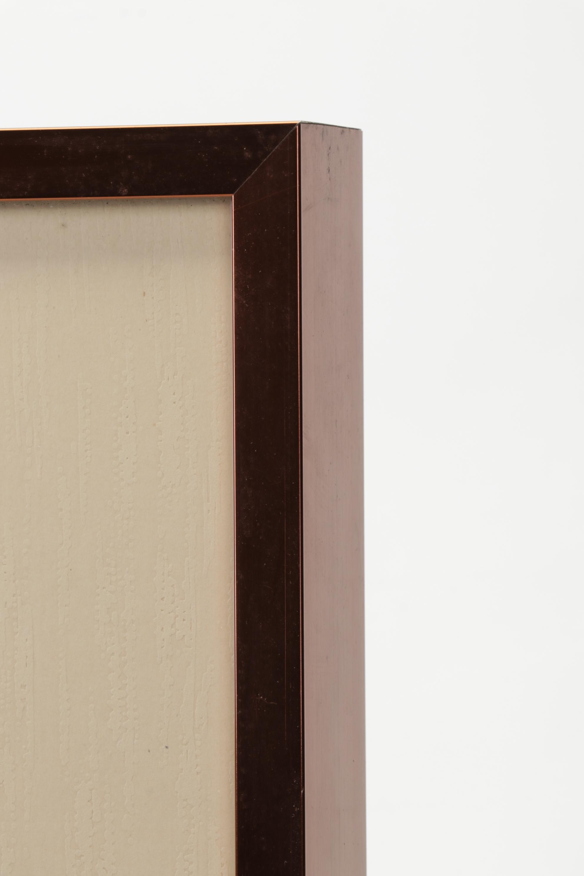 Folk Art Hand-Painted Embossed Etching of Lizard on Leaf, Circa 1975