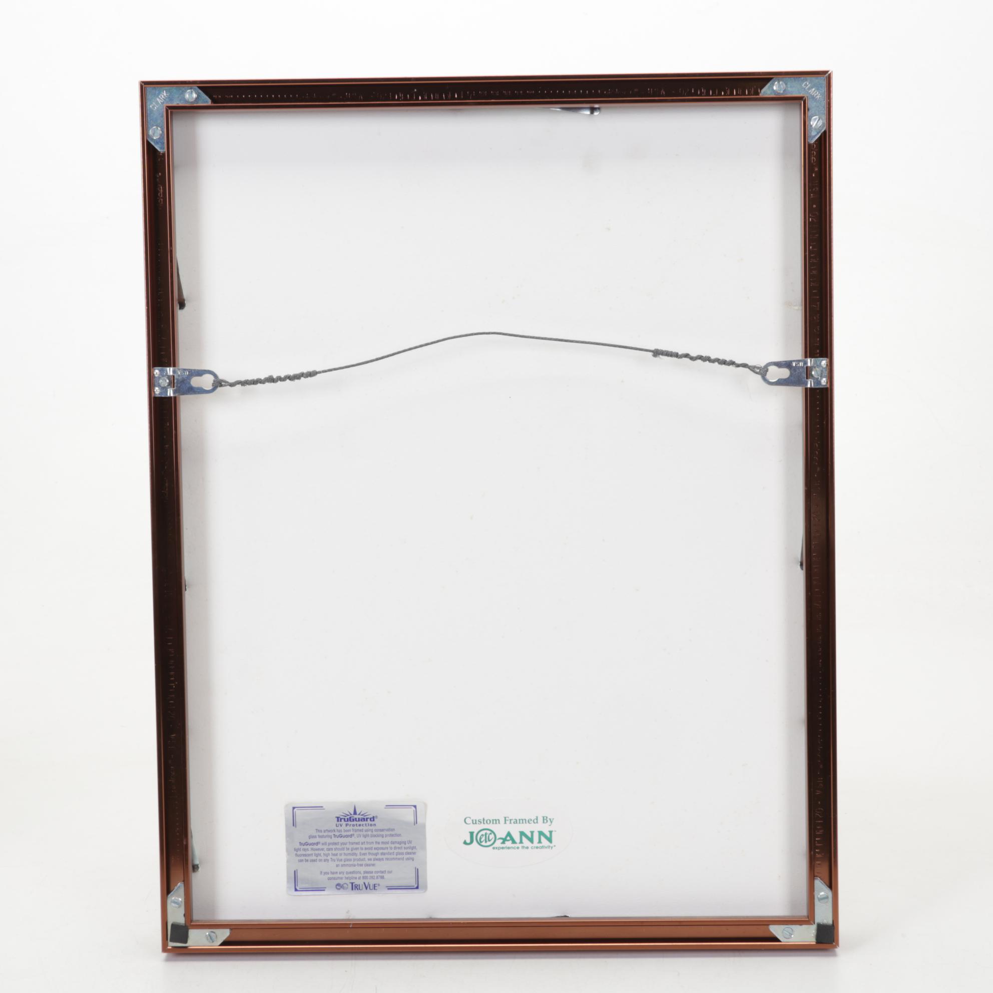 Folk Art Hand-Painted Embossed Etching of Lizard on Leaf, Circa 1975