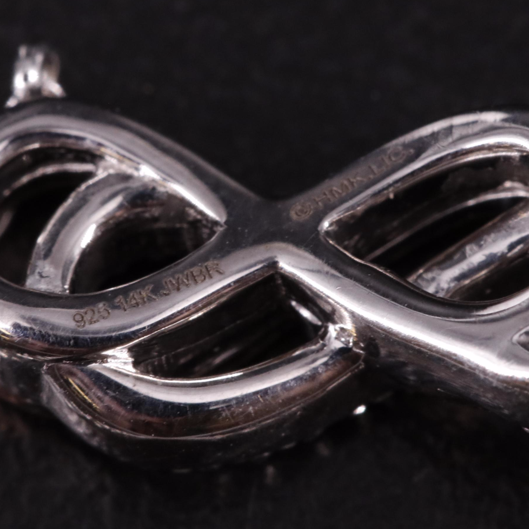 Sterling Diamond Double Infinity Necklace with 14K Accent