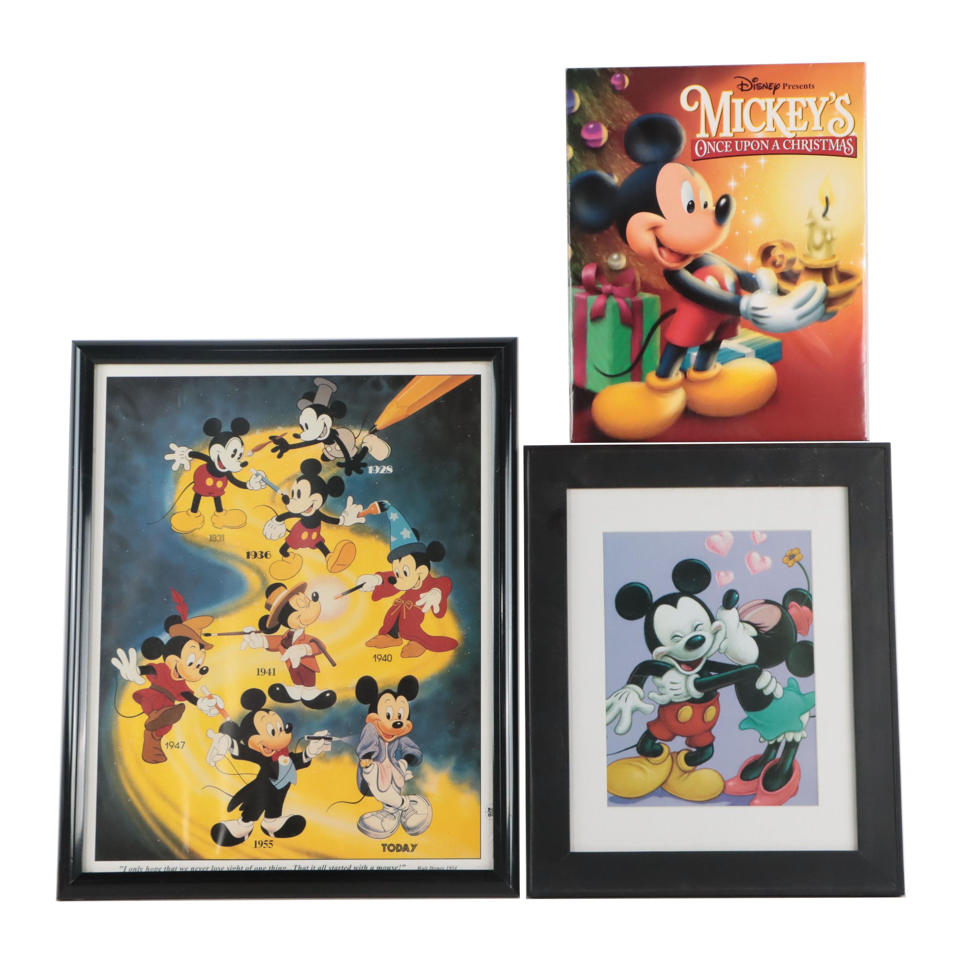 Disney Mickey Mouse Offset Lithographs "Mickey's Once Upon a Christmas," More