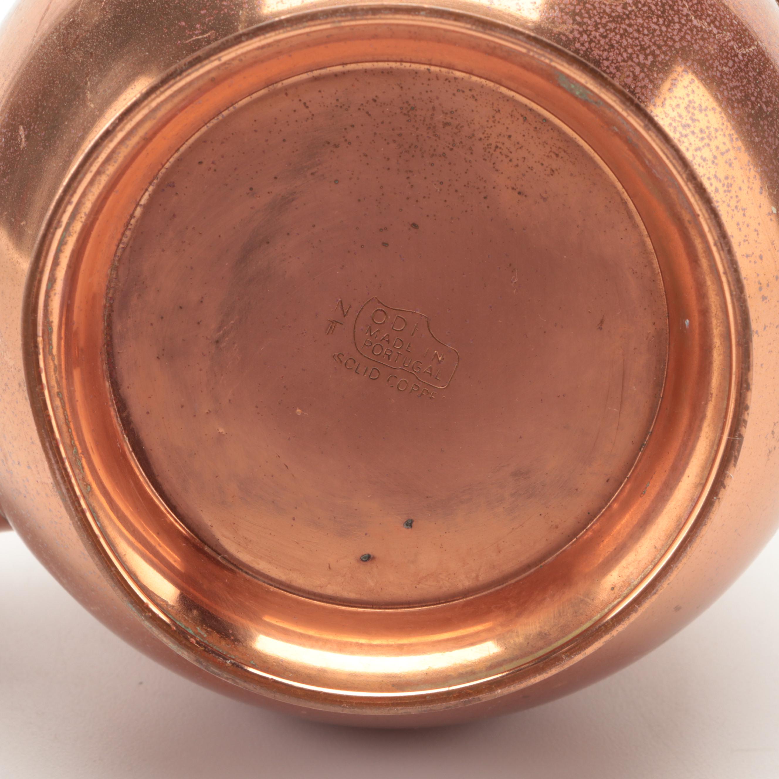ODI Portuguese Copper Teapot with Sugar, Creamer with Serving Tray