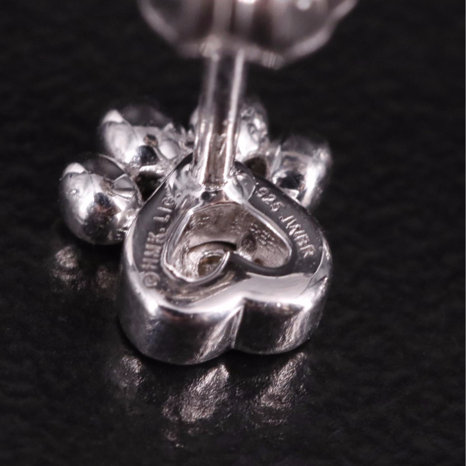 Sterling Diamond Paw Print Stud Earrings