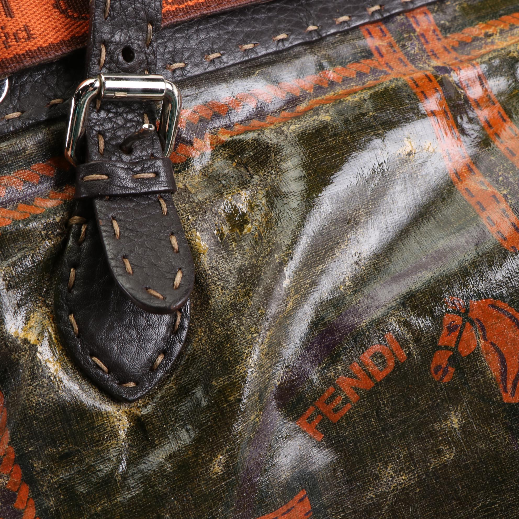 Fendi Buckle Print Coated Canvas and Leather Tote