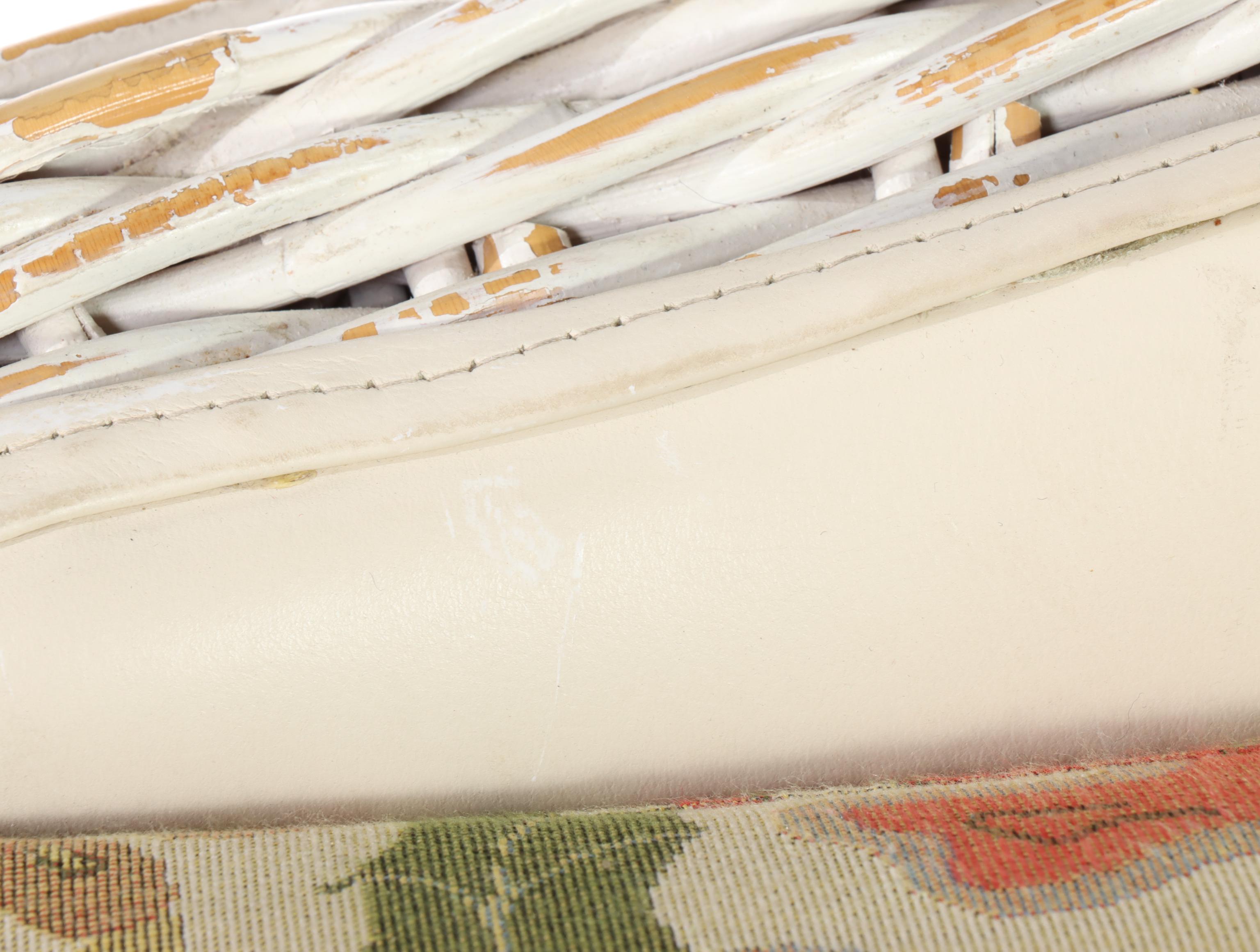 Three Wicker and Faux-Leather Backed Barstools, Late 20th Century