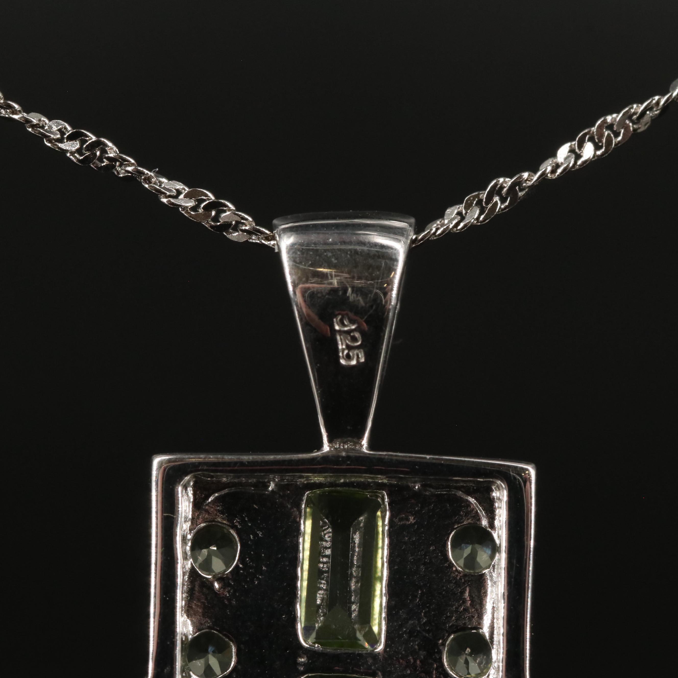 Sterling Peridot Cross Pendant Necklace