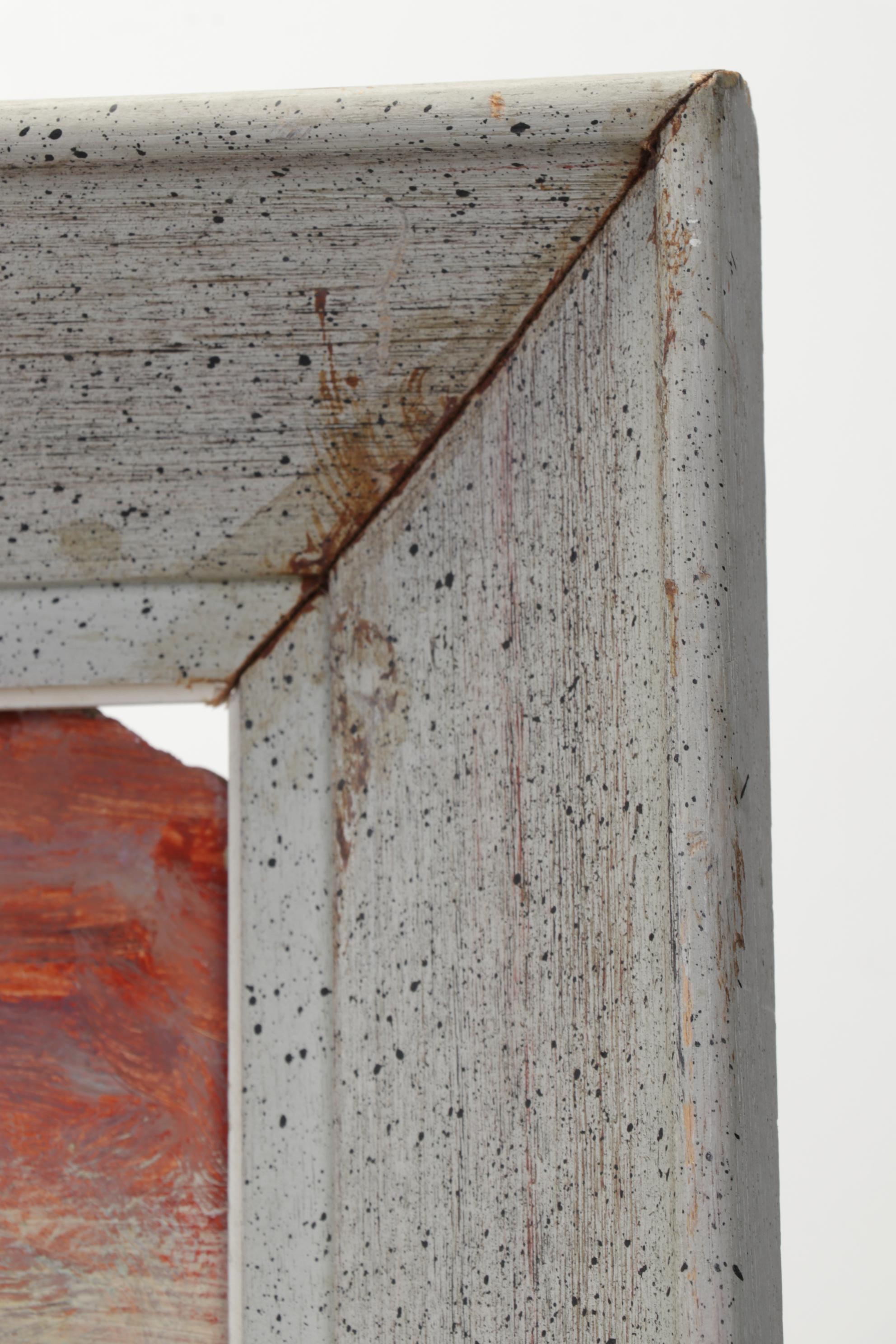 Landscape Oil Painting Featuring Surreal Structure, 1954