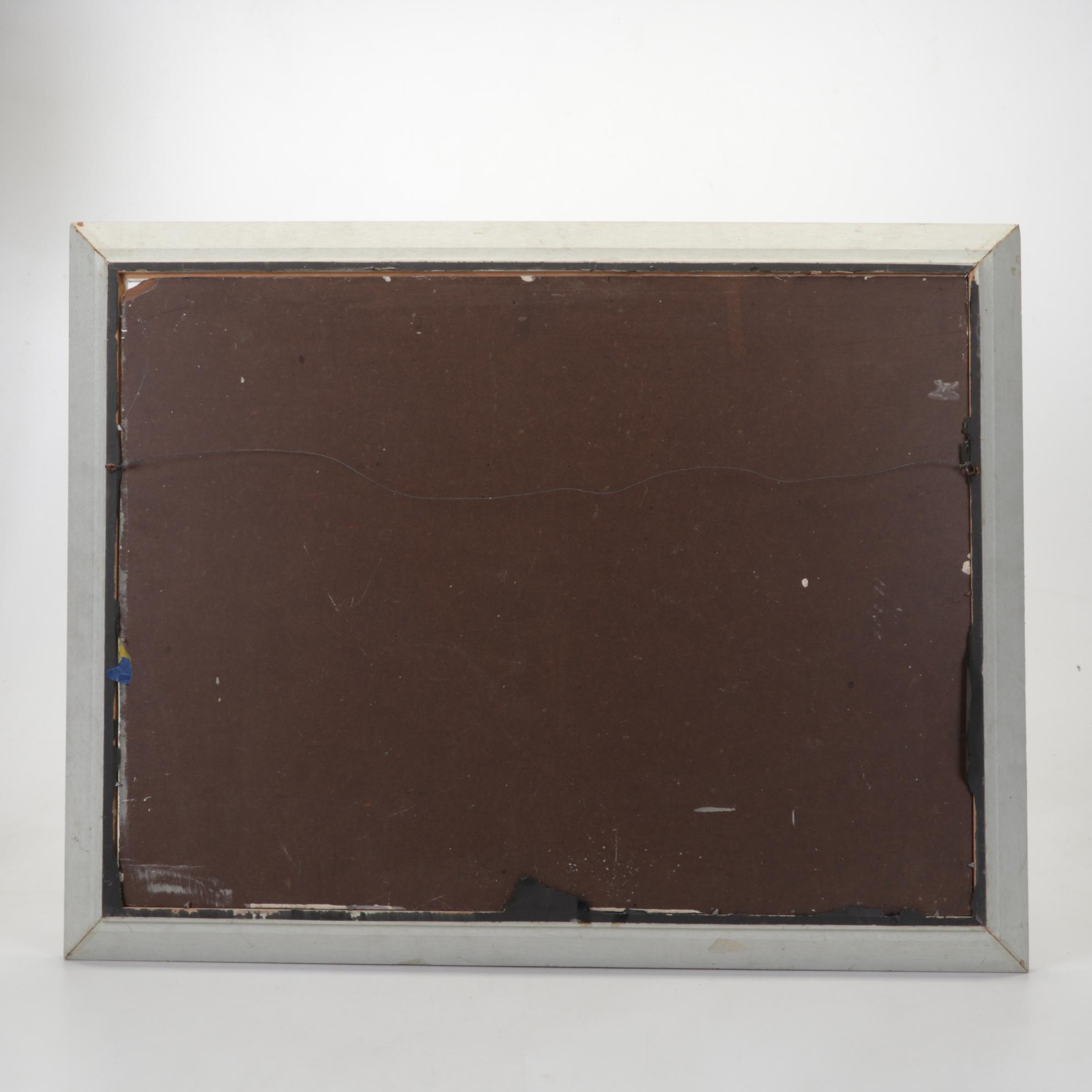 Landscape Oil Painting Featuring Surreal Structure, 1954