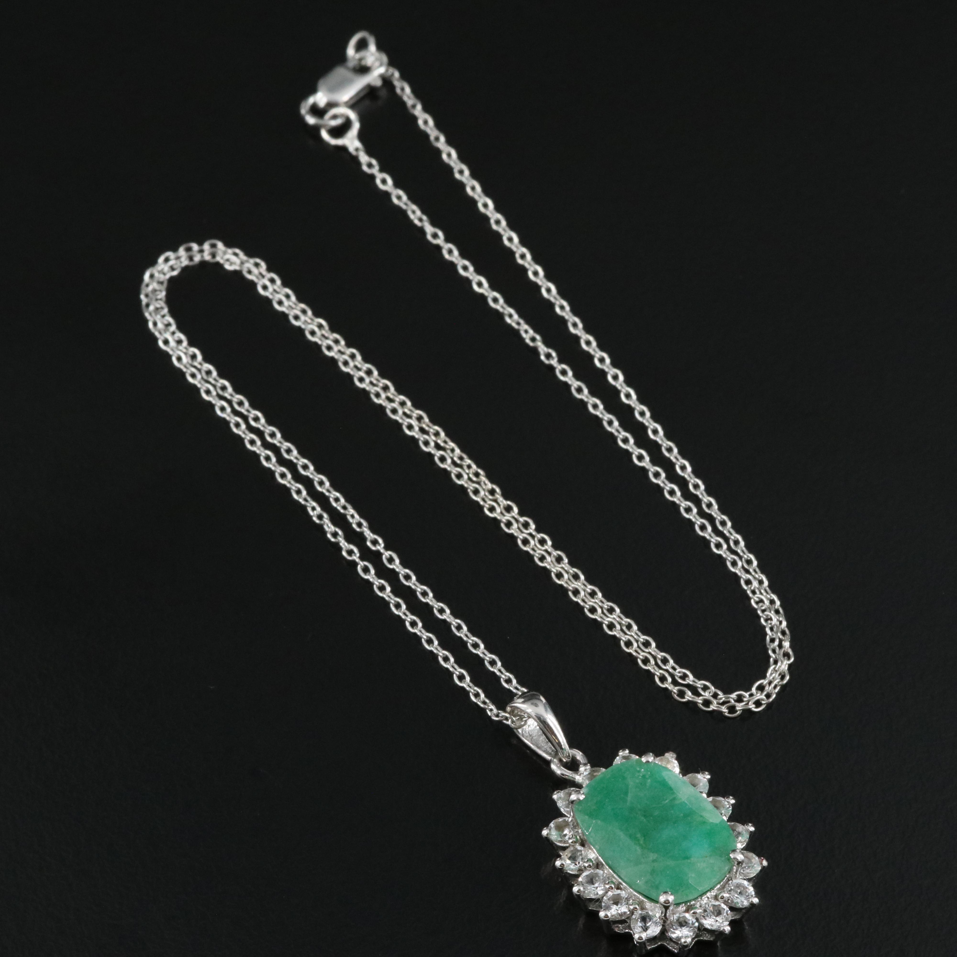 Sterling Beryl and Topaz Pendant Necklace