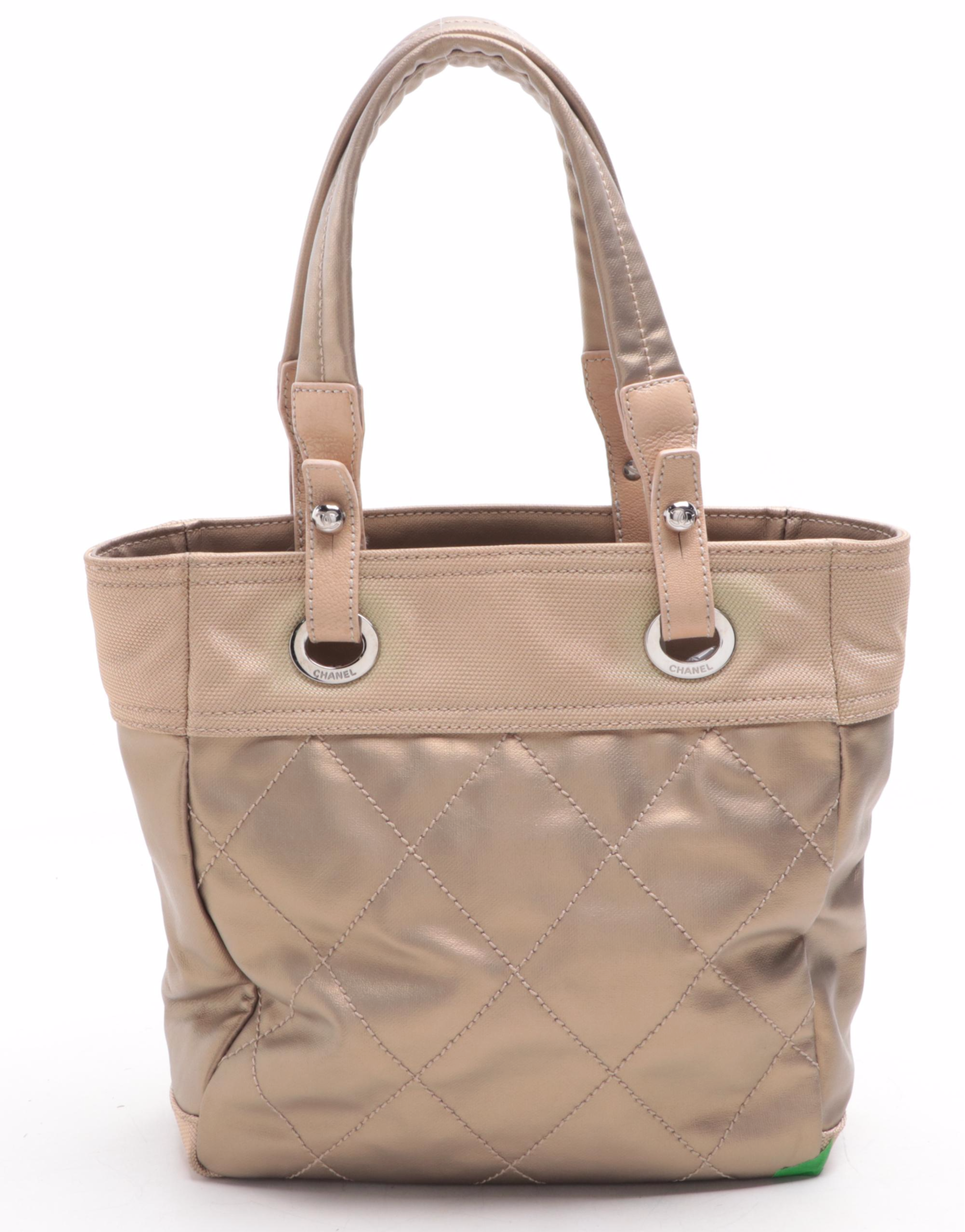 Chanel Paris Biarritz Tote Bag in Metallic Quilted Coated Canvas