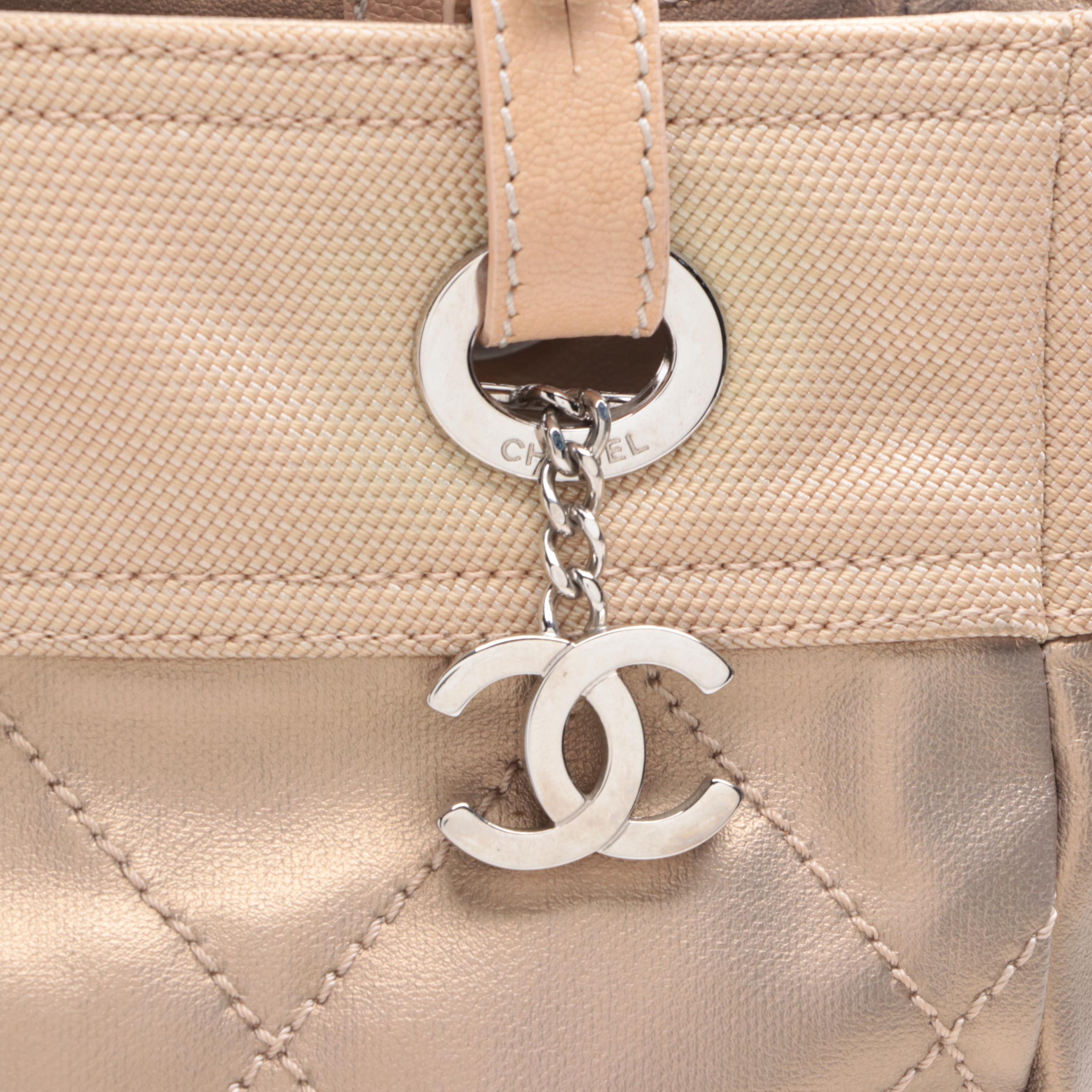Chanel Paris Biarritz Tote Bag in Metallic Quilted Coated Canvas