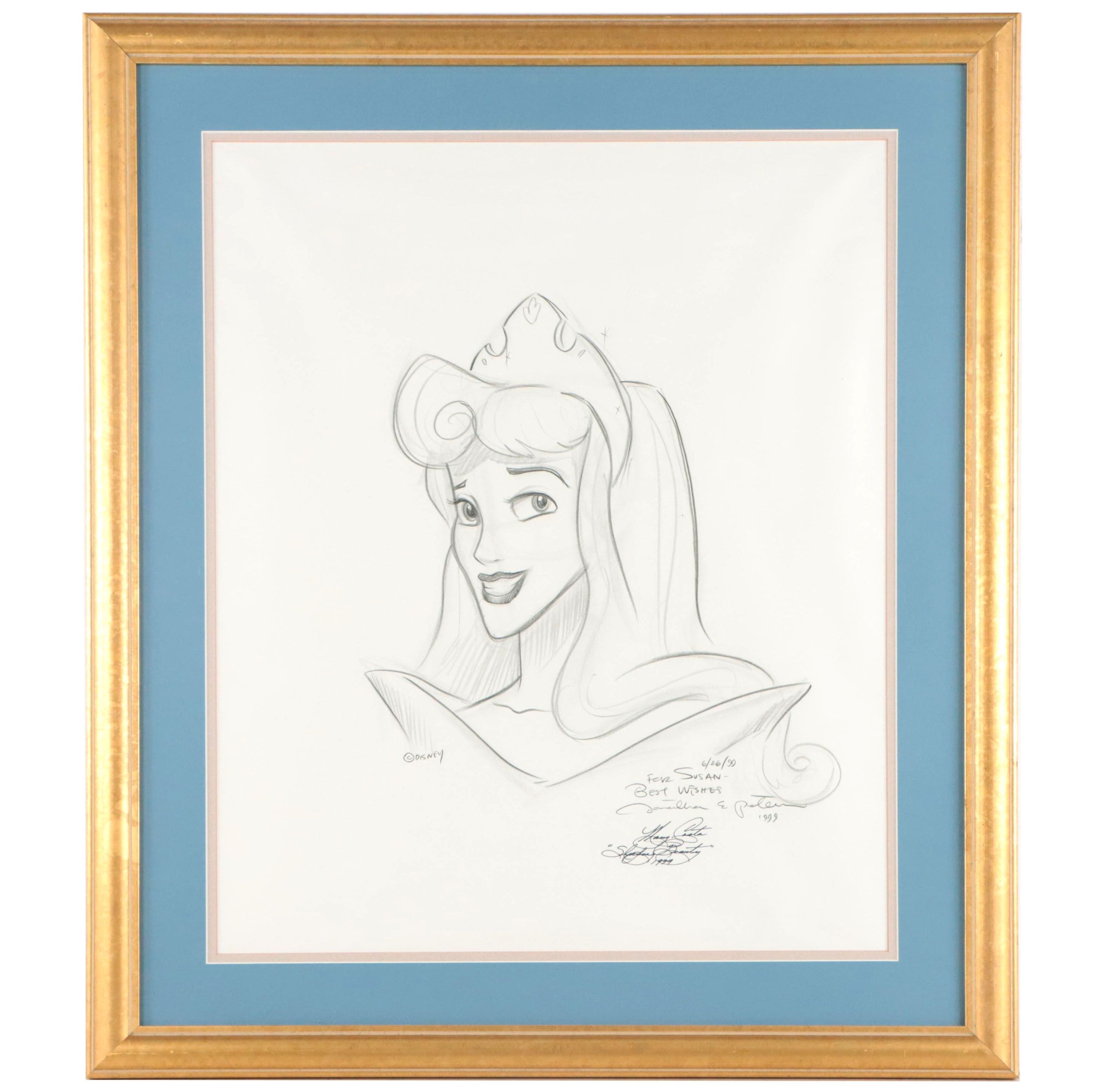 Graphite Drawing of Briar Rose of Disney's "Sleeping Beauty," 1999
