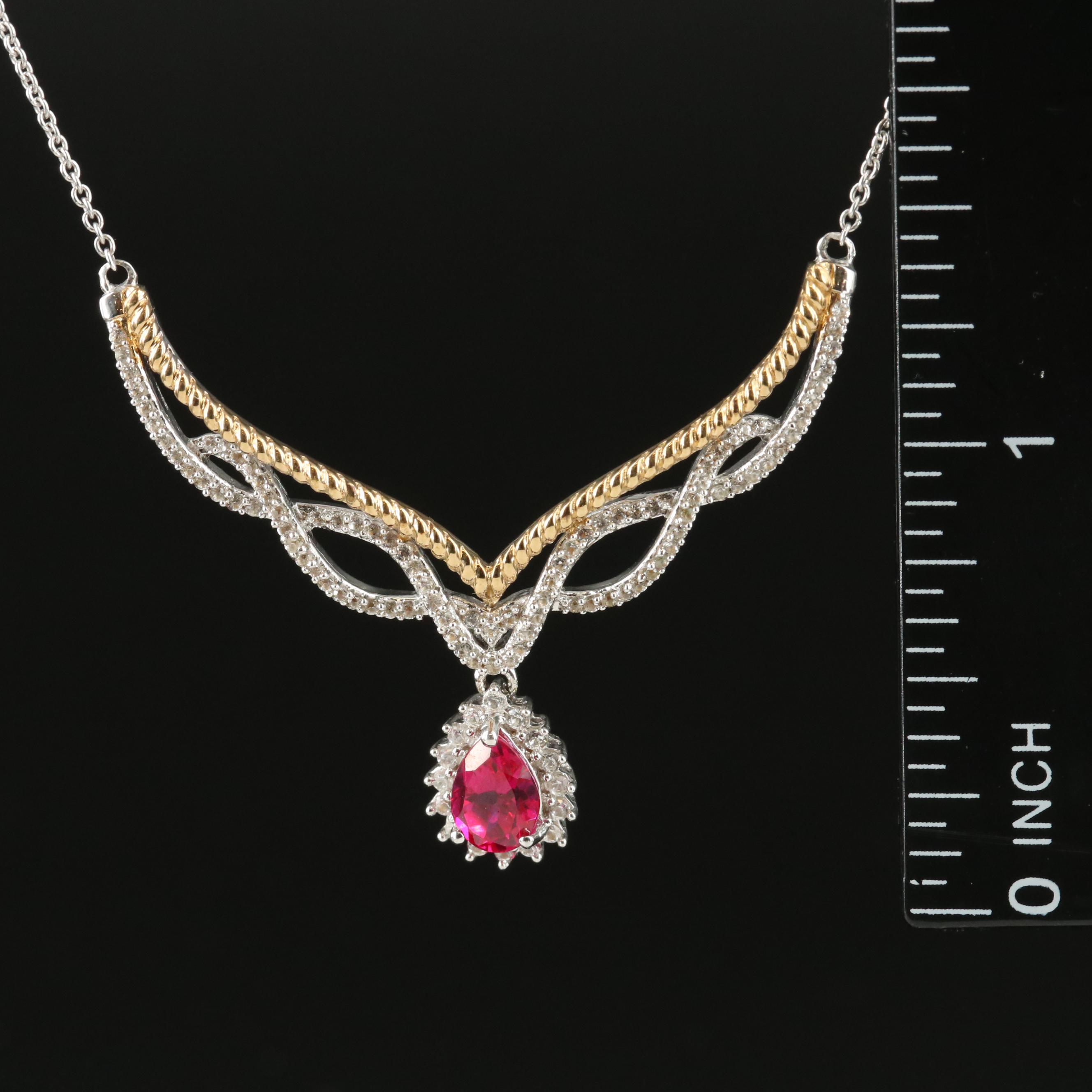 Sterling Ruby and White Sapphire Necklace