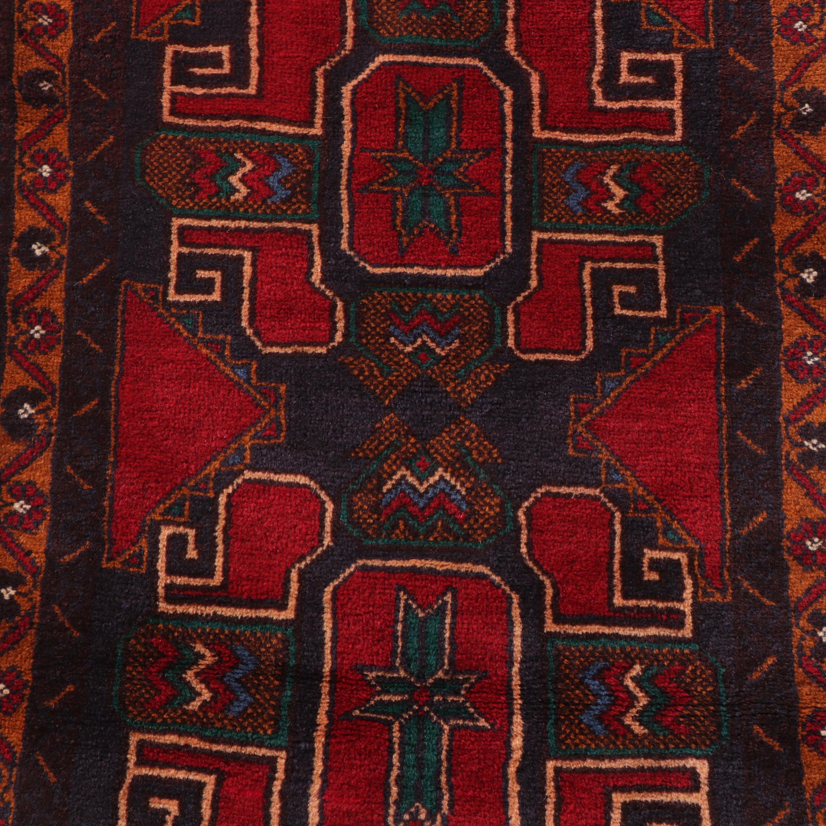 2'10 x 4'8 Hand-Knotted Afghan Baluch Accent Rug