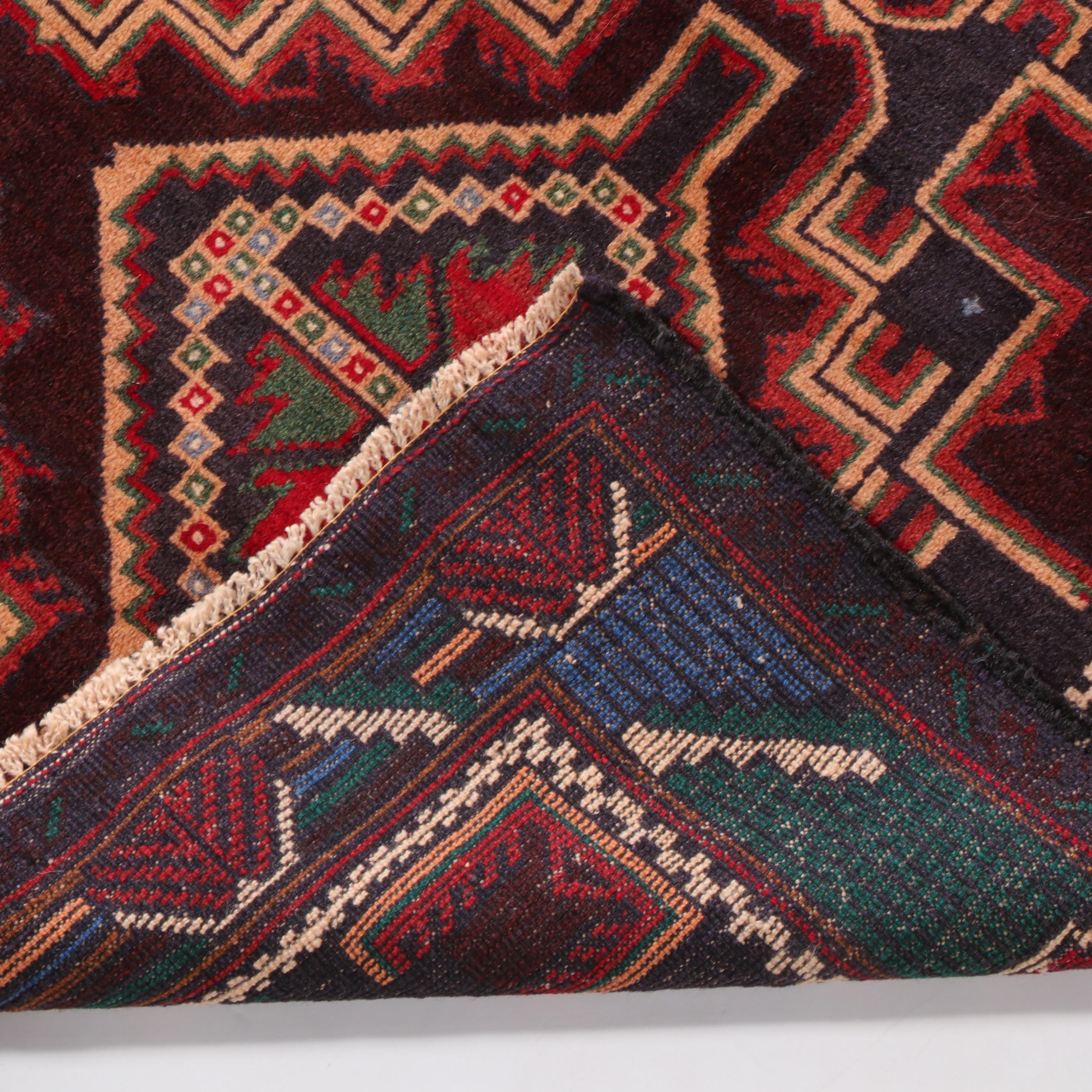 2'11 x 4'8 Hand-Knotted Afghan Baluch Accent Rug