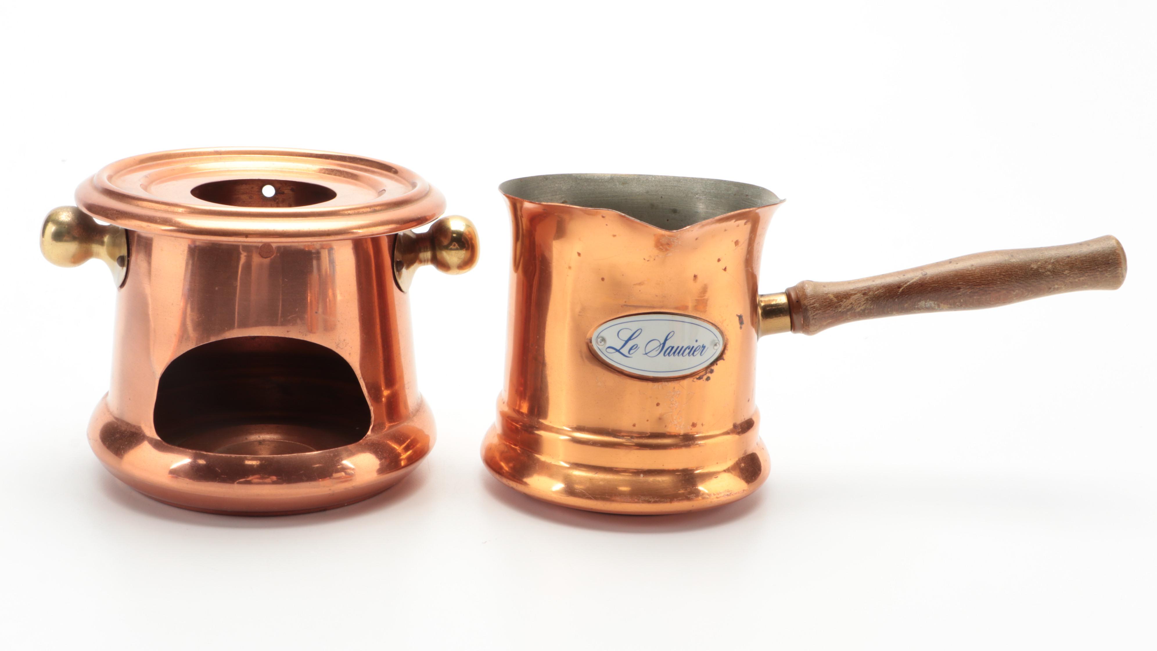 Teleflora "Le Saucier" Copper Sauce Pan with More Copper Containers