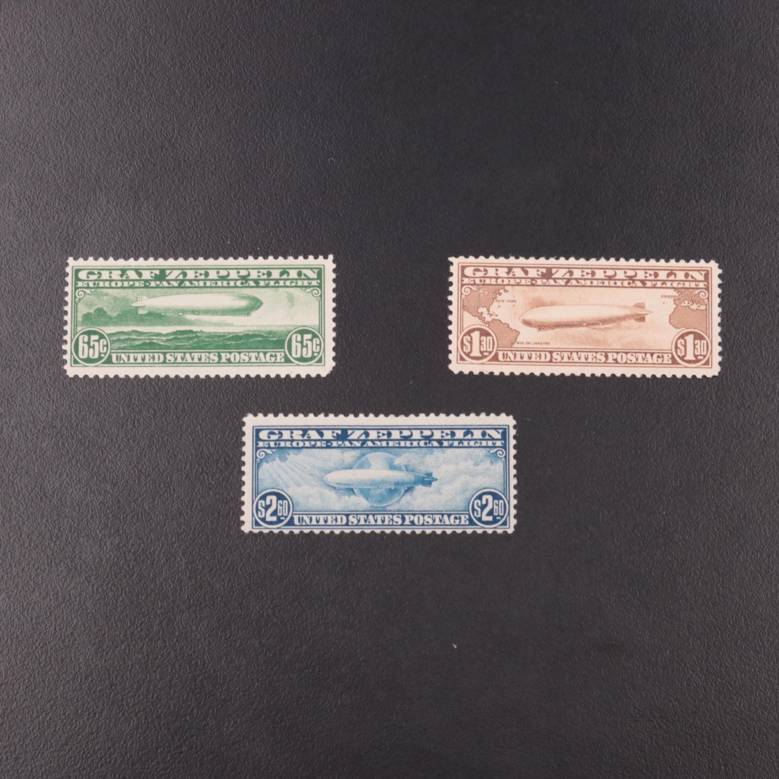 Three 1930 Graf Zeppelin MNH Postage Stamps