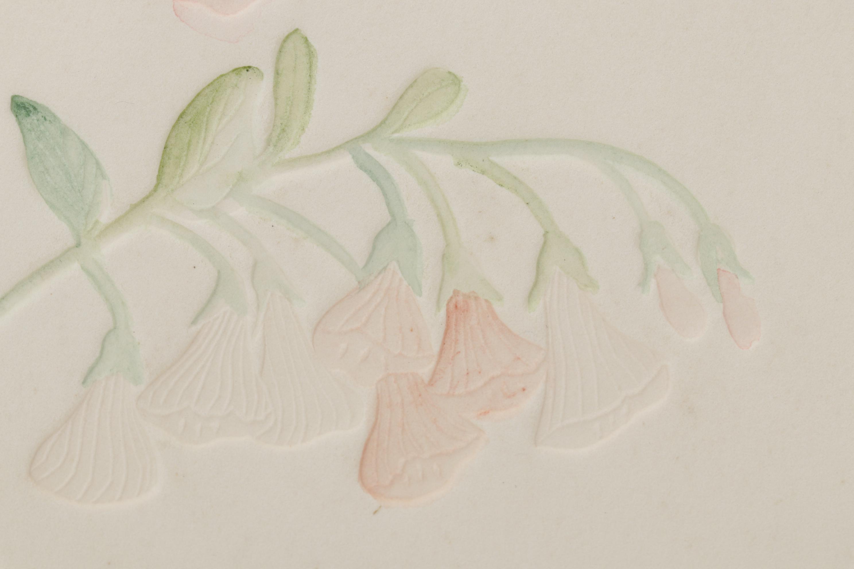 Susan Zythewick Hand-Colored Embossed Etching of Flowers, Circa 1975