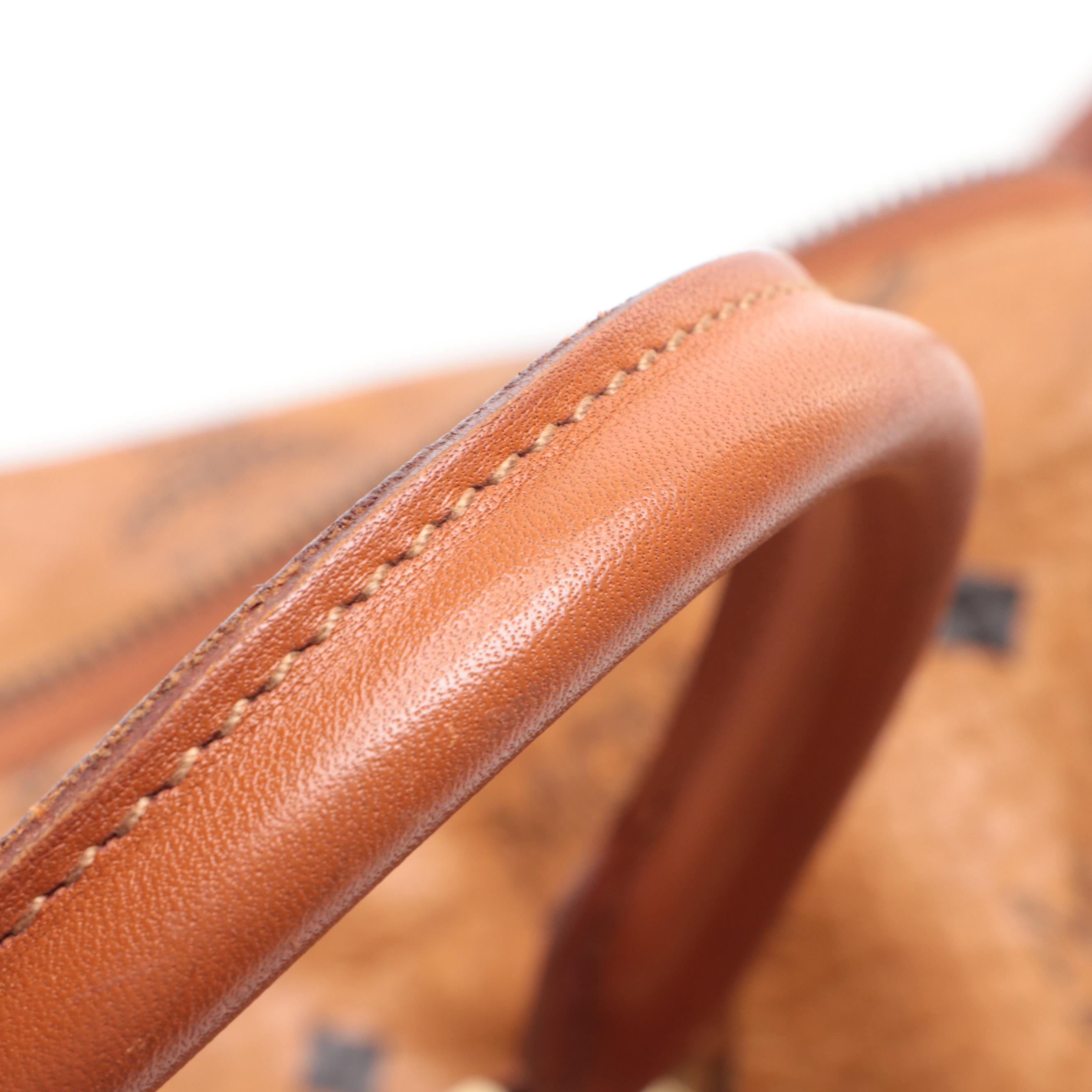 MCM Small Duffle Bag in Cognac Visetos Monogram Canvas and Leather