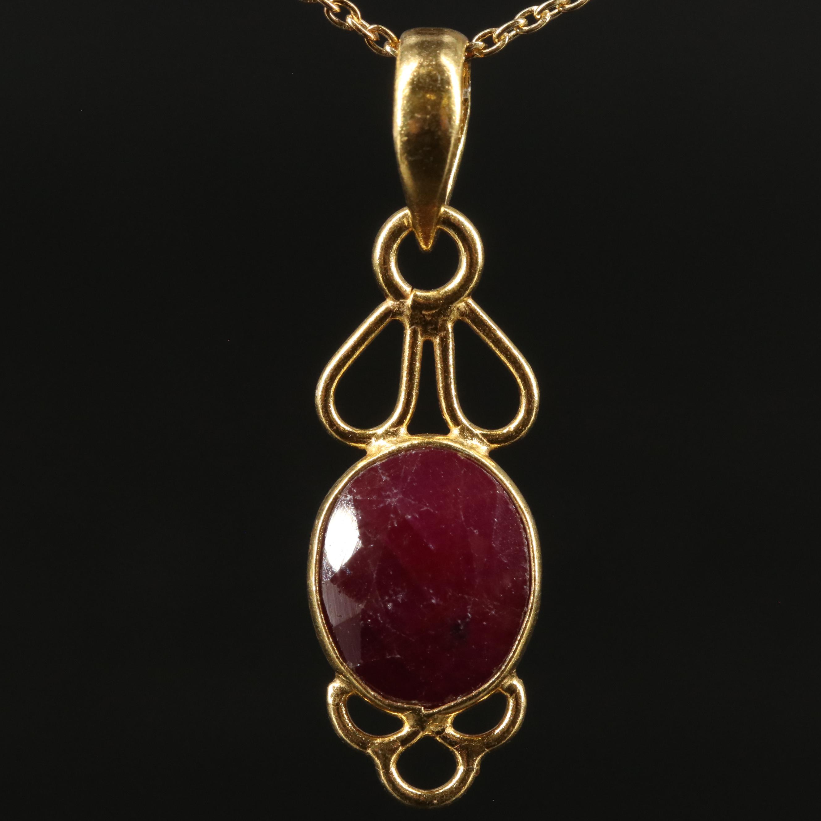 Sterling Filled Corundum Pendant Necklace