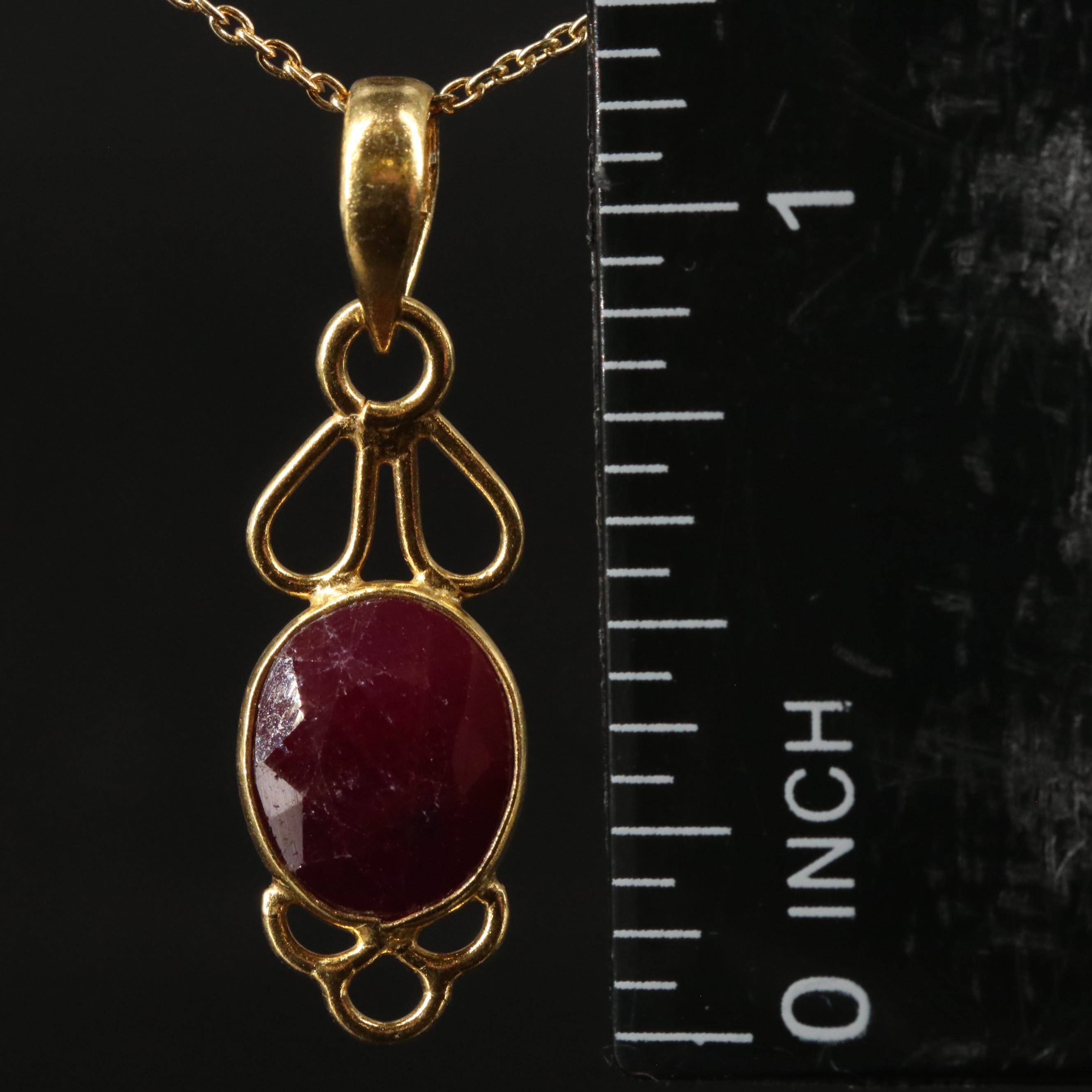 Sterling Filled Corundum Pendant Necklace