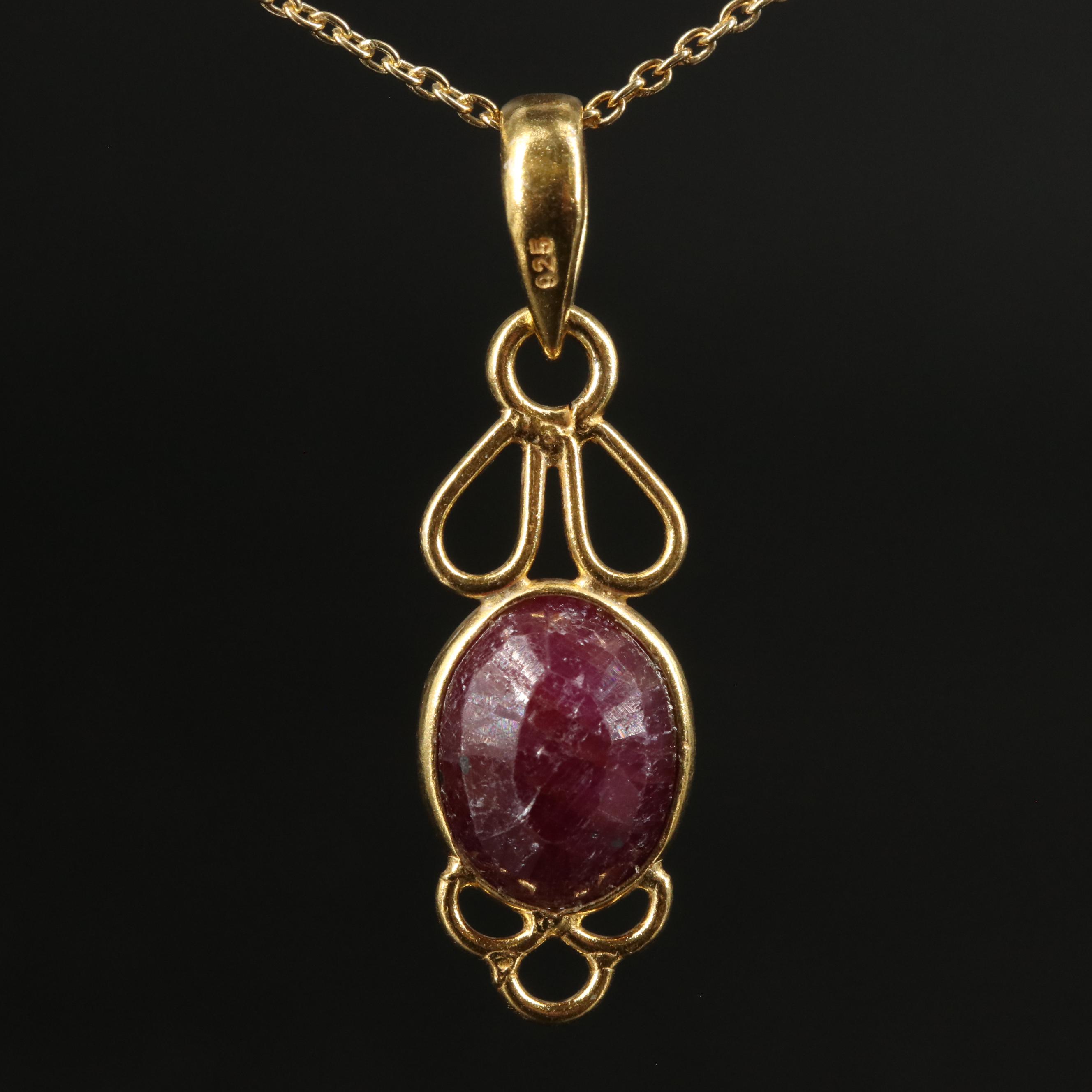 Sterling Filled Corundum Pendant Necklace