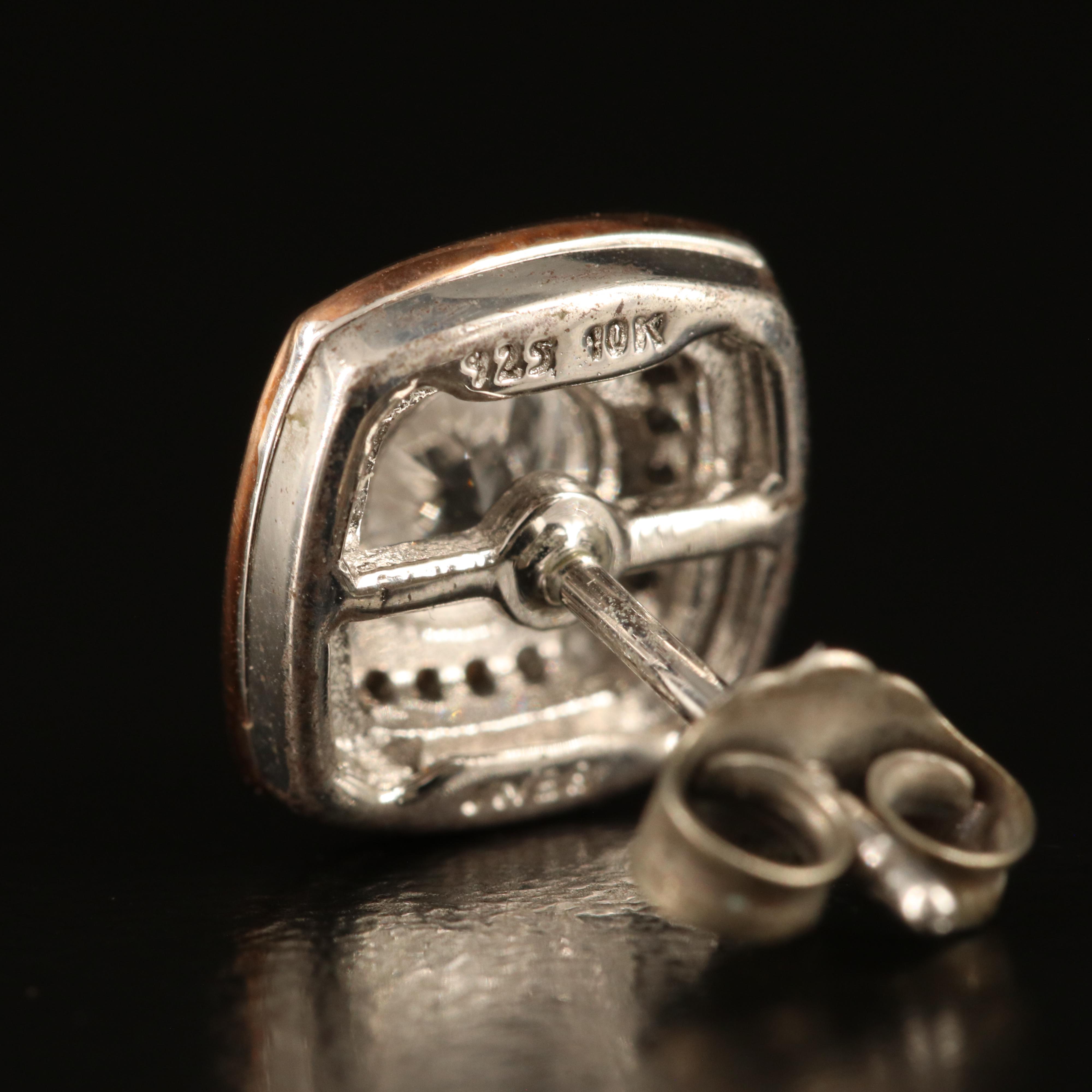 Sterling Sapphire Stud Earrings with 10K Rose Gold Accents