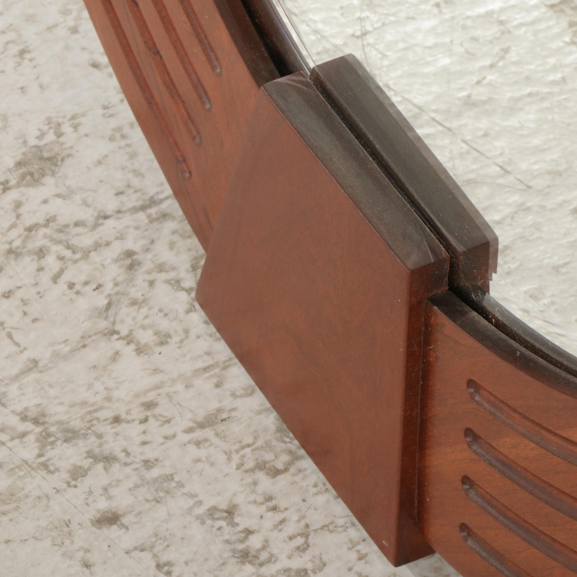 Large Routed Wooden Wall Mirror