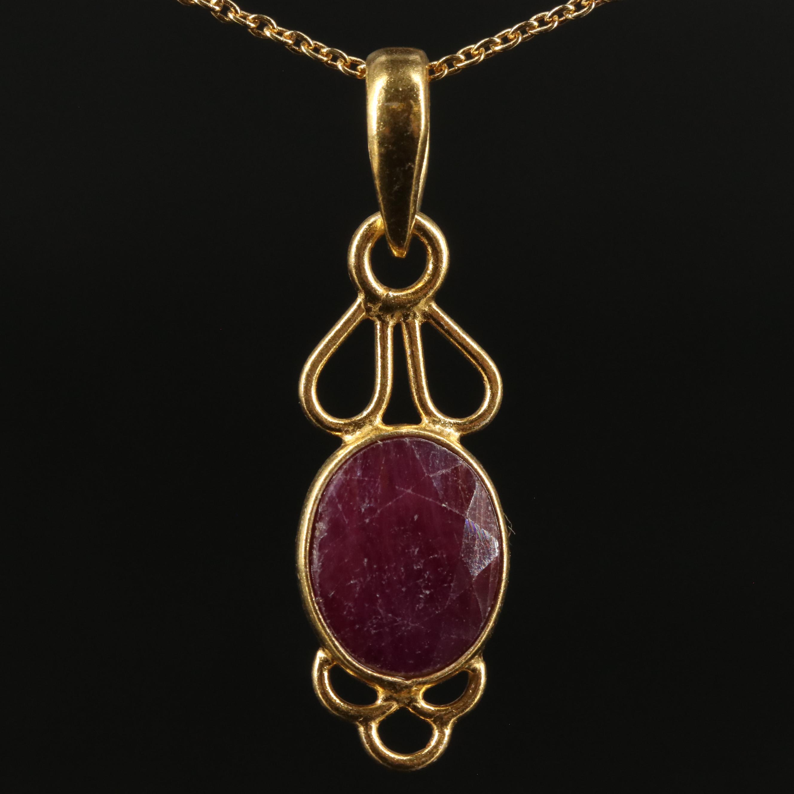 Sterling Filled Corundum Pendant Necklace
