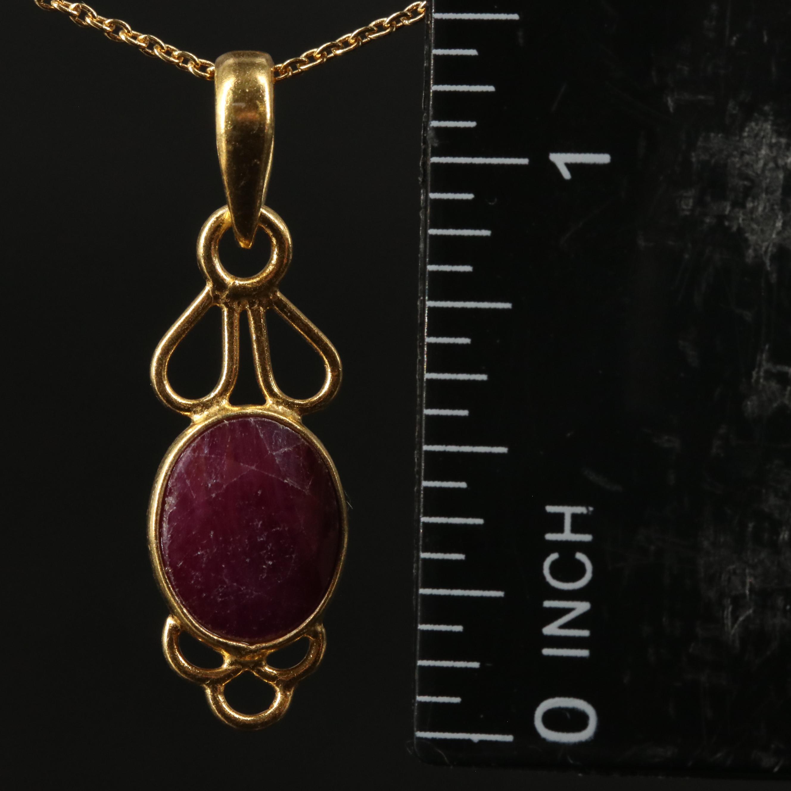 Sterling Filled Corundum Pendant Necklace