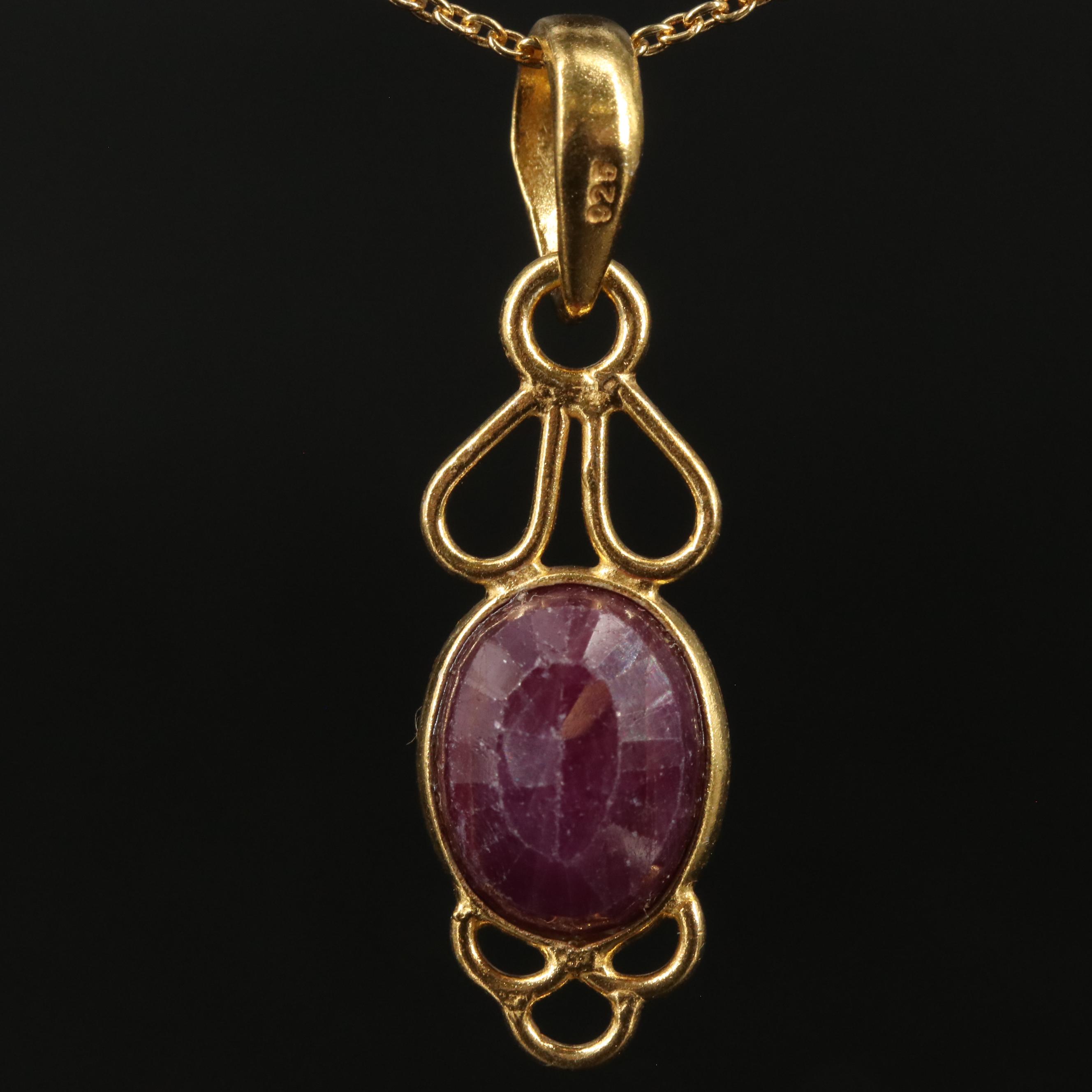 Sterling Filled Corundum Pendant Necklace