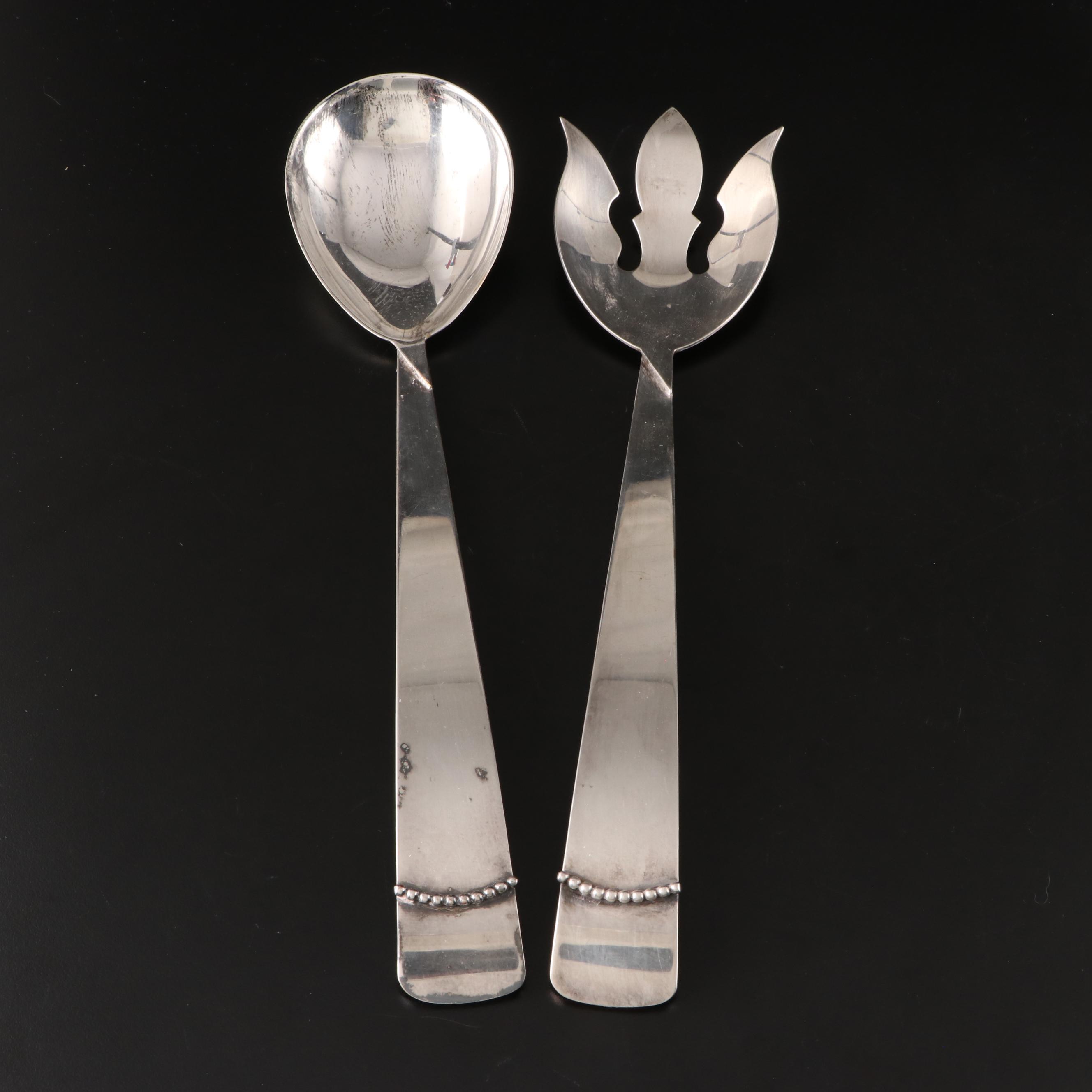 Lawrence B. Smith Silver Plate Meat Platter and Scandinavian Serving Utensils