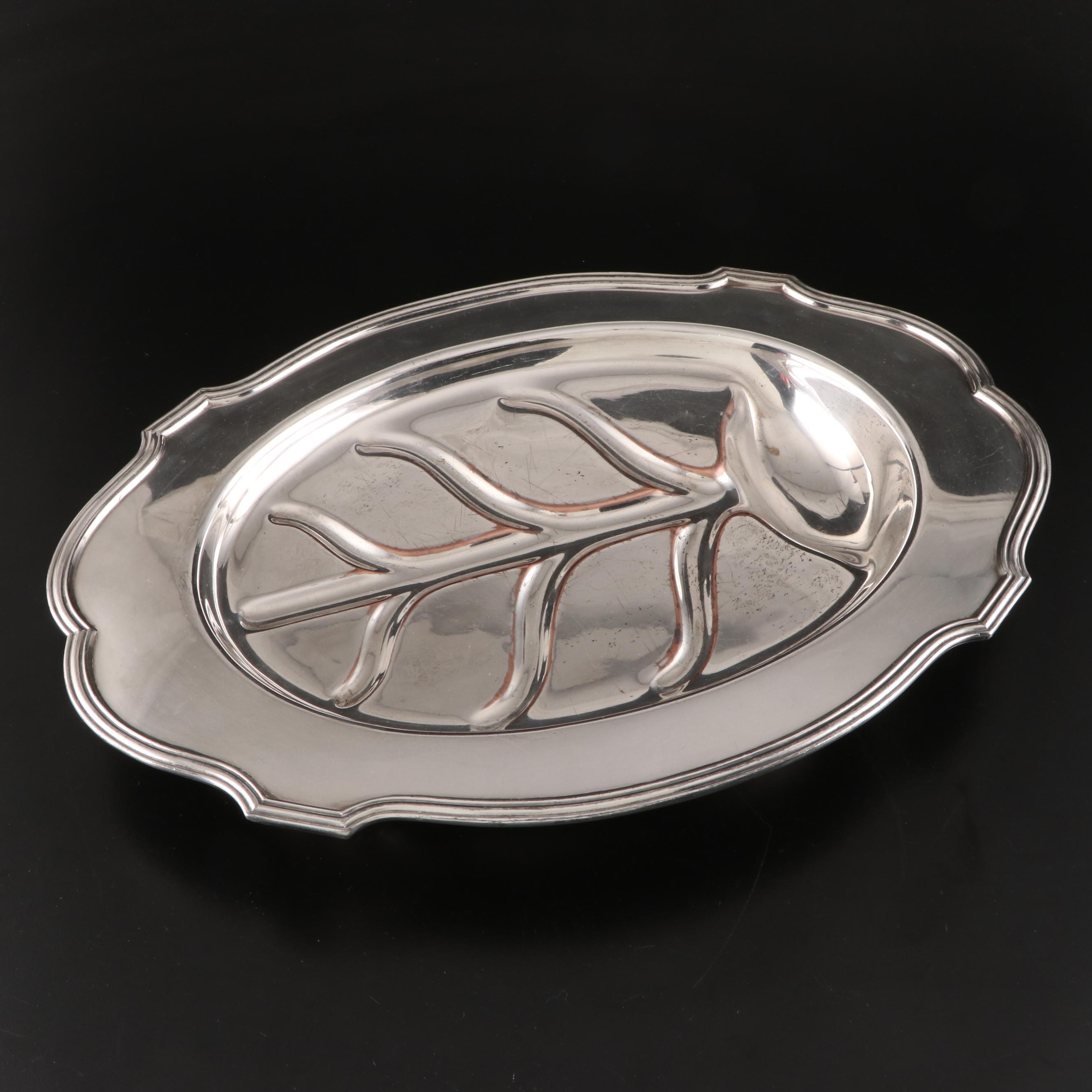 Lawrence B. Smith Silver Plate Meat Platter and Scandinavian Serving Utensils