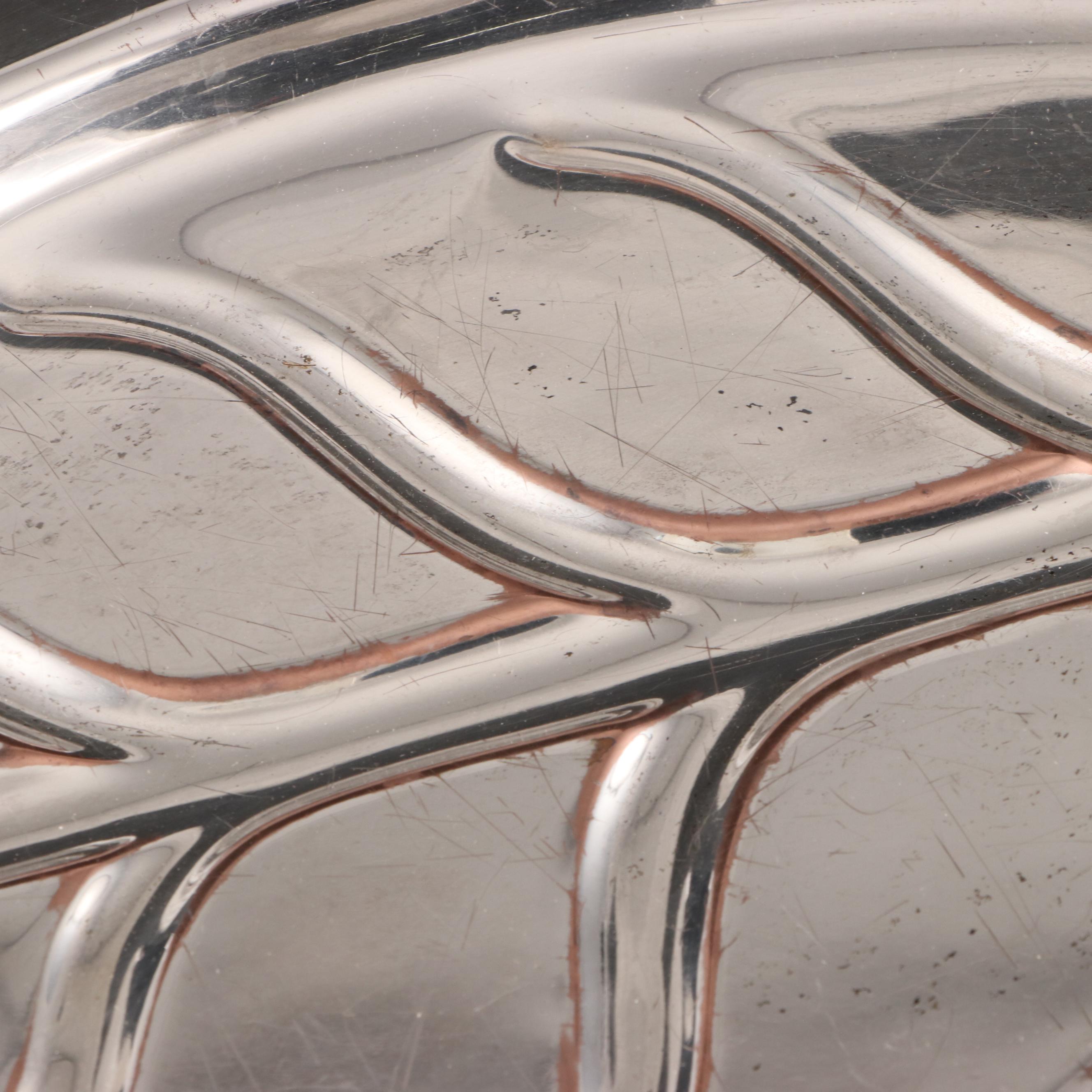 Lawrence B. Smith Silver Plate Meat Platter and Scandinavian Serving Utensils