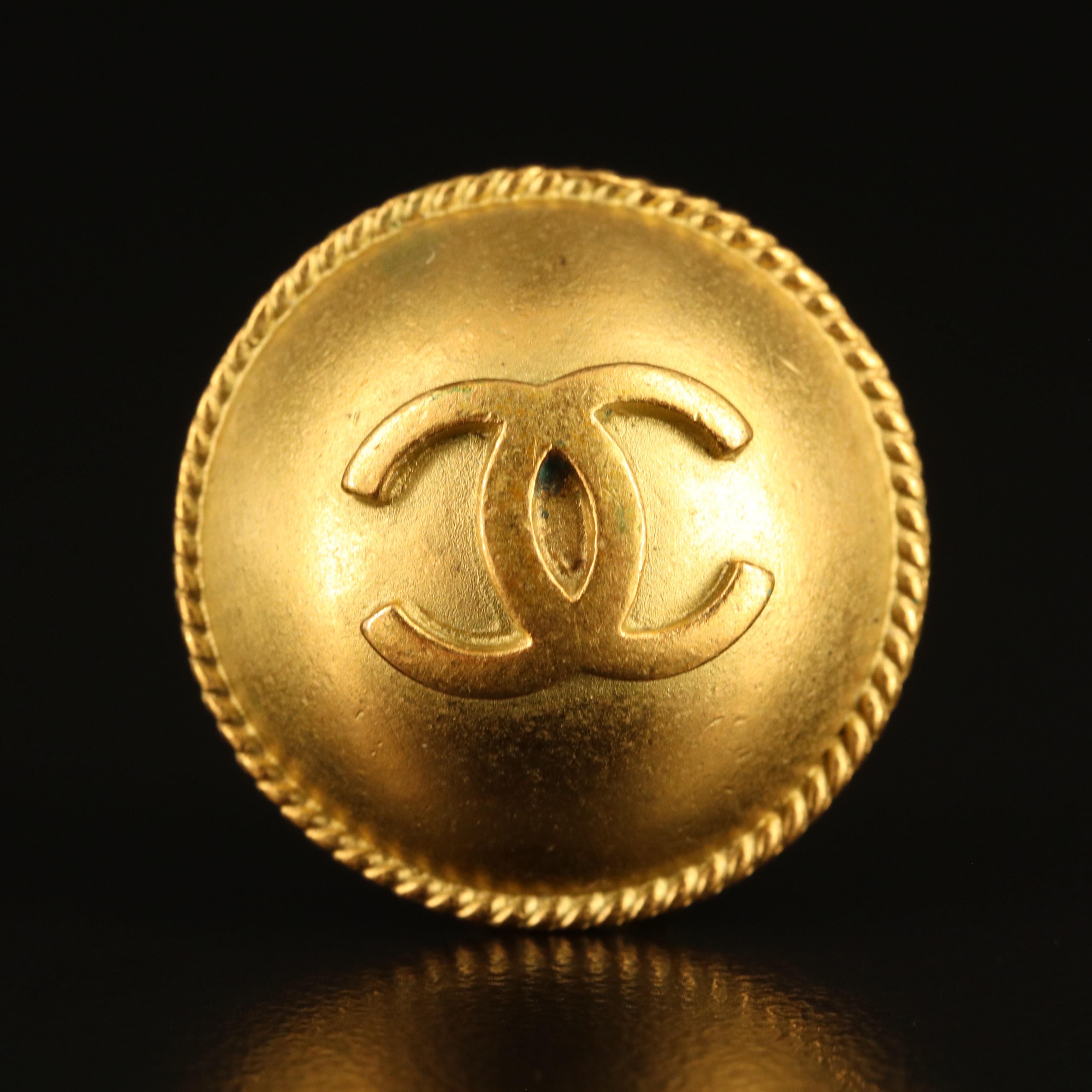 Chanel Domed CC Logo Earrings with Rope Accent