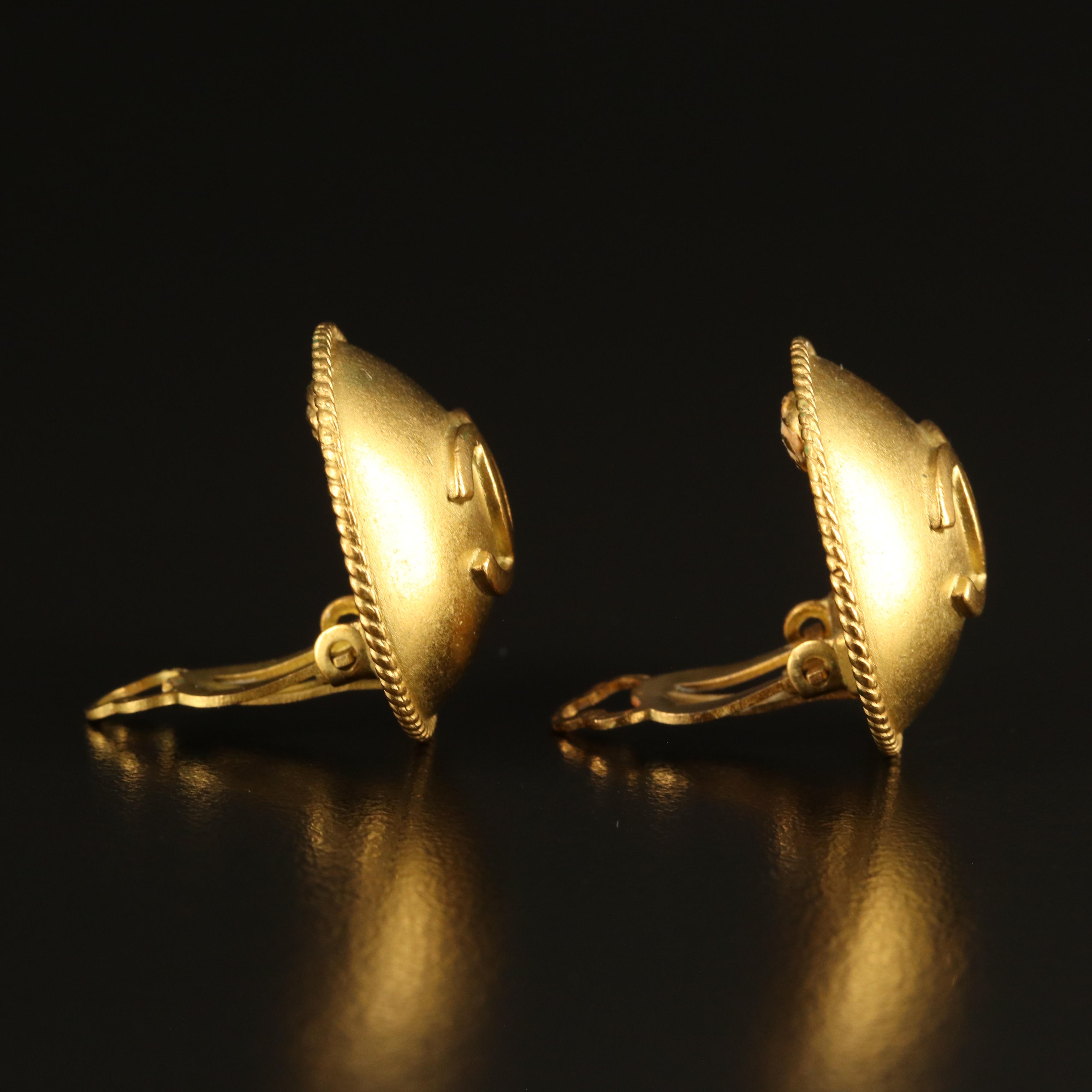 Chanel Domed CC Logo Earrings with Rope Accent