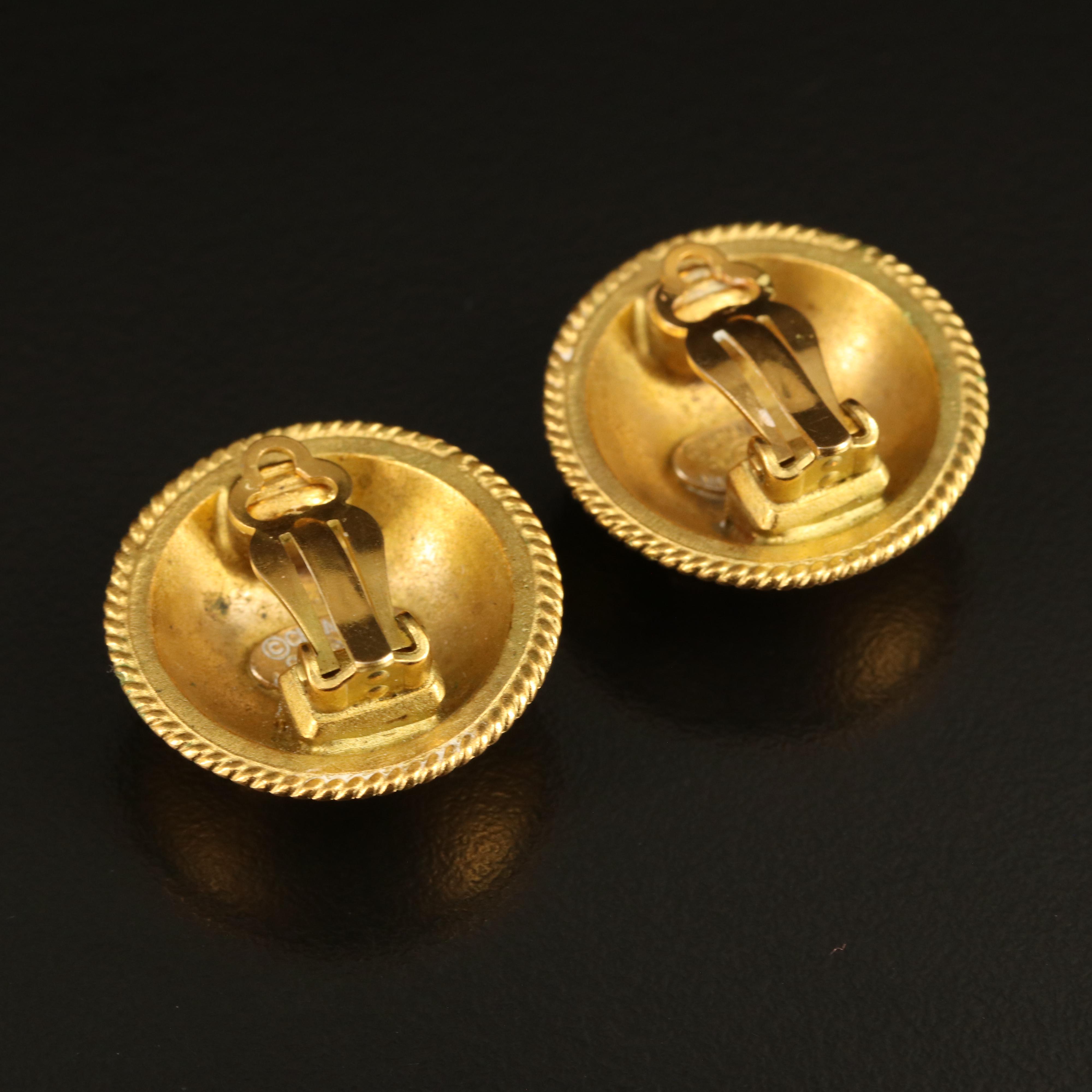 Chanel Domed CC Logo Earrings with Rope Accent