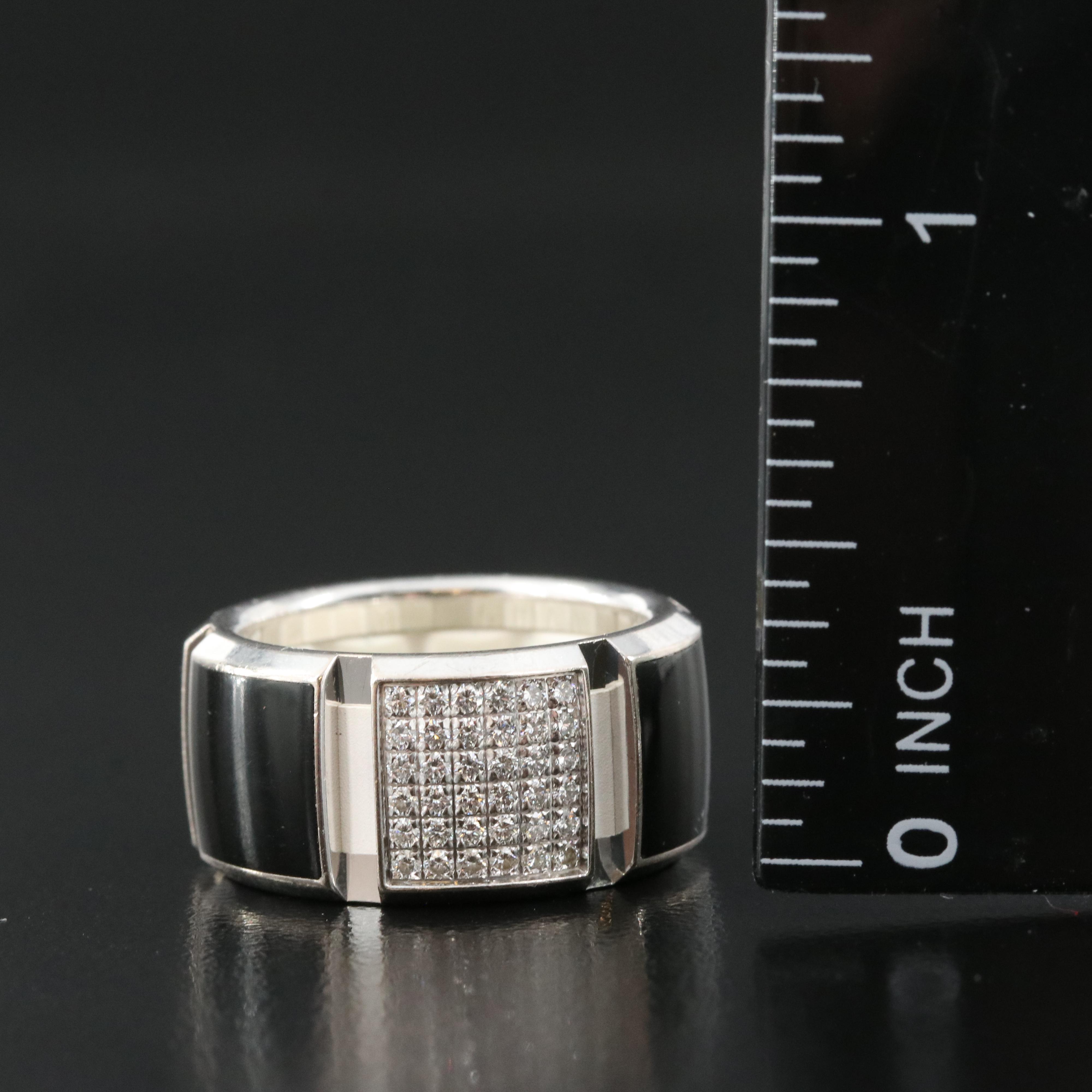 Chaumet "Class One" 18K 0.25 CTW Diamond, Enamel and Rubber Ring