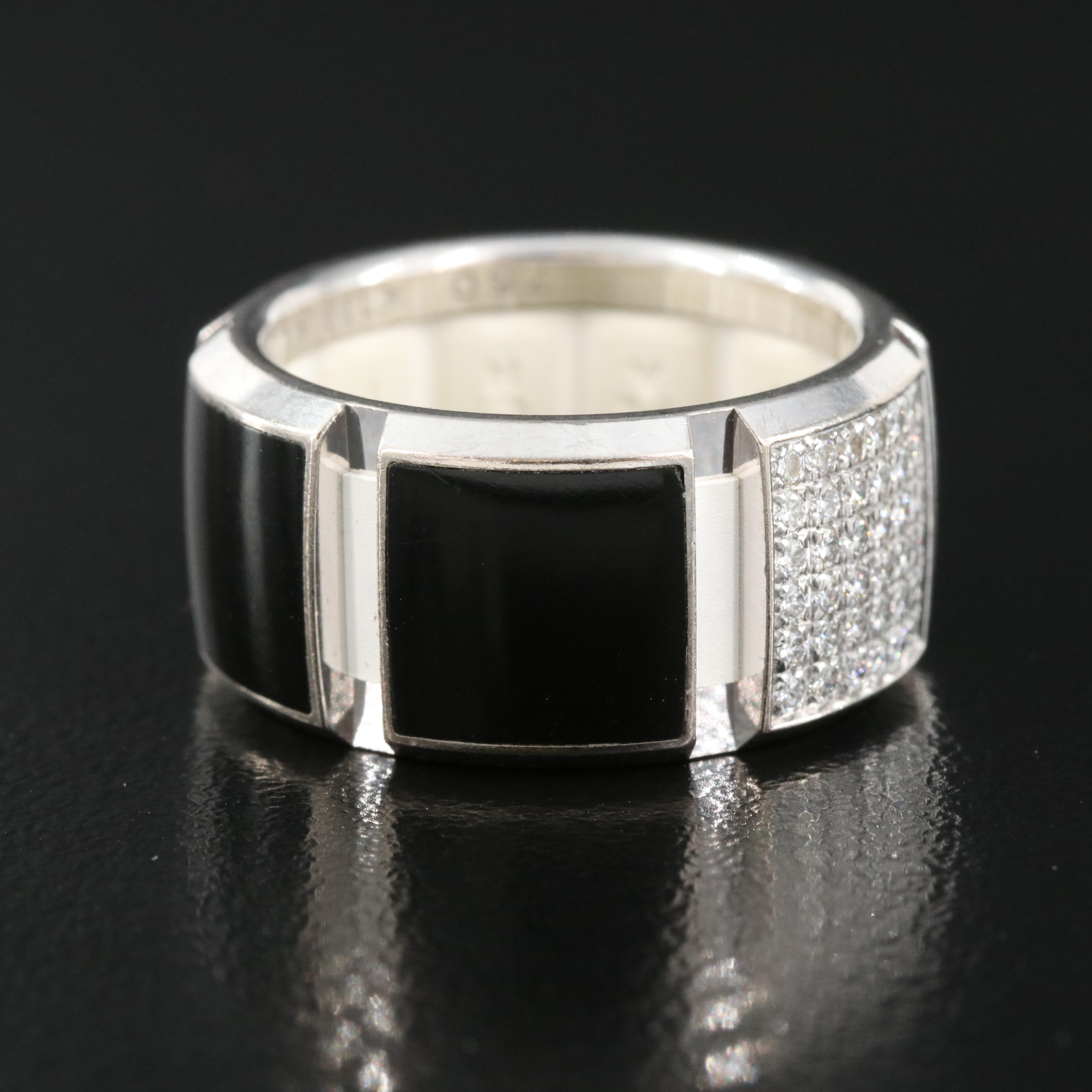 Chaumet "Class One" 18K 0.25 CTW Diamond, Enamel and Rubber Ring