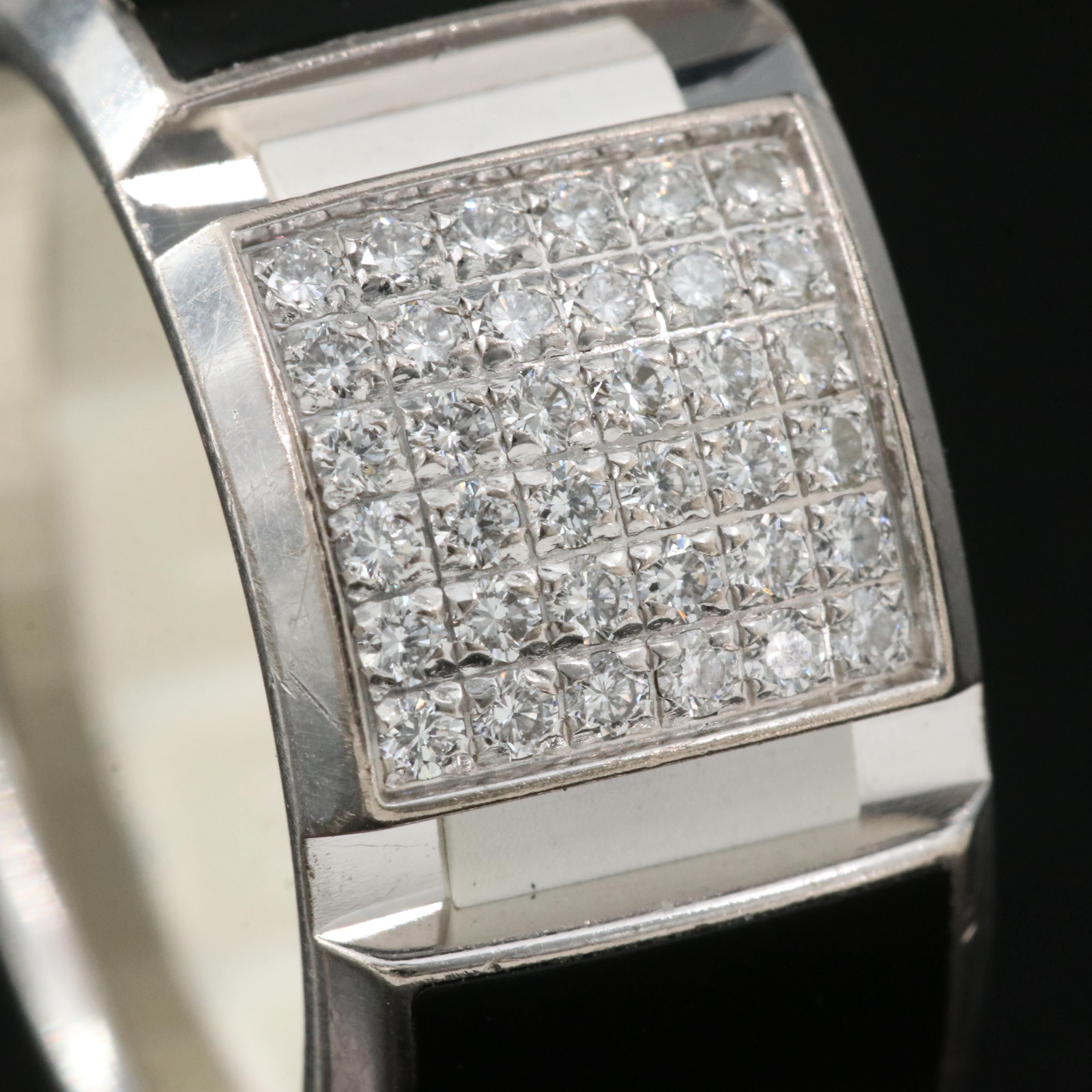 Chaumet "Class One" 18K 0.25 CTW Diamond, Enamel and Rubber Ring