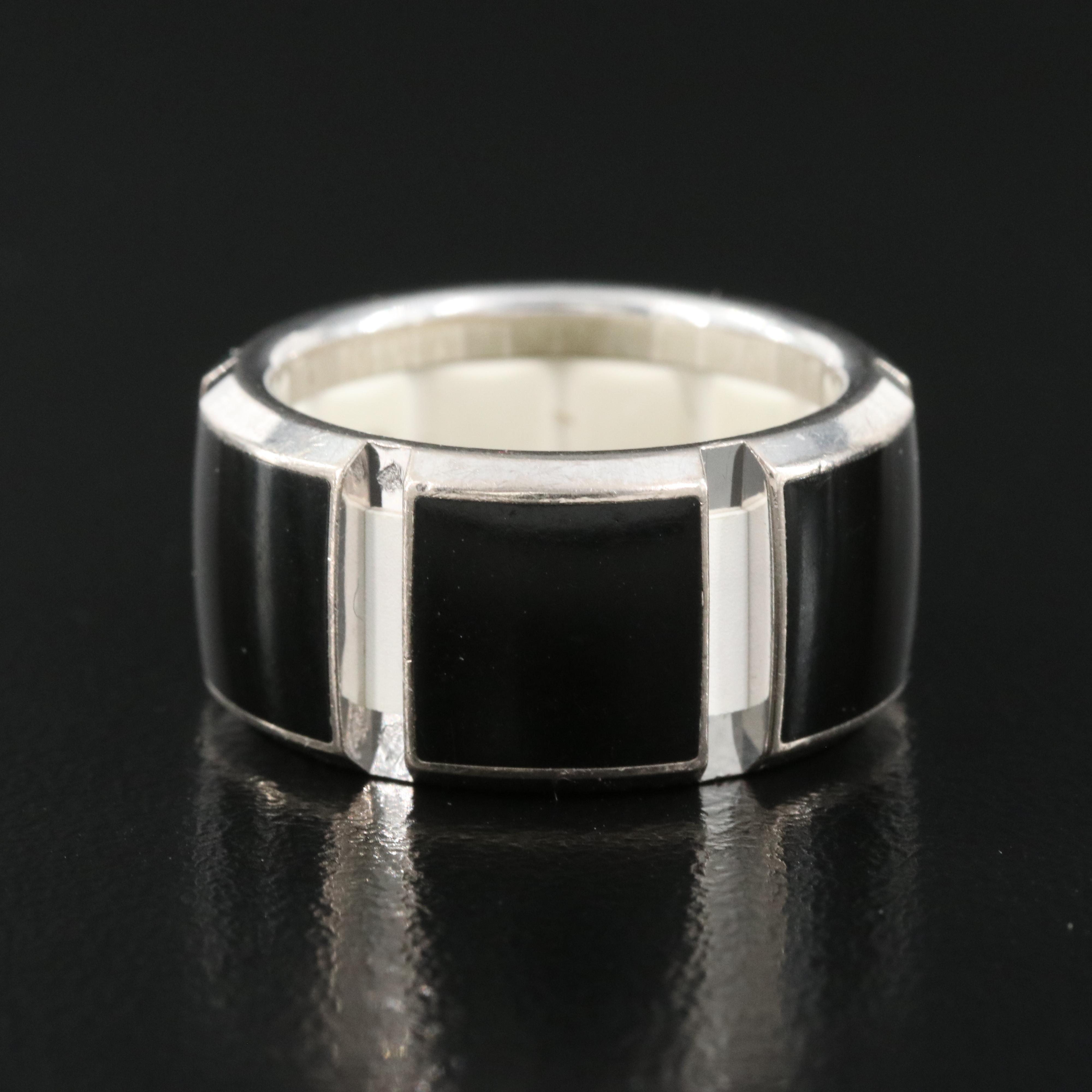 Chaumet "Class One" 18K 0.25 CTW Diamond, Enamel and Rubber Ring