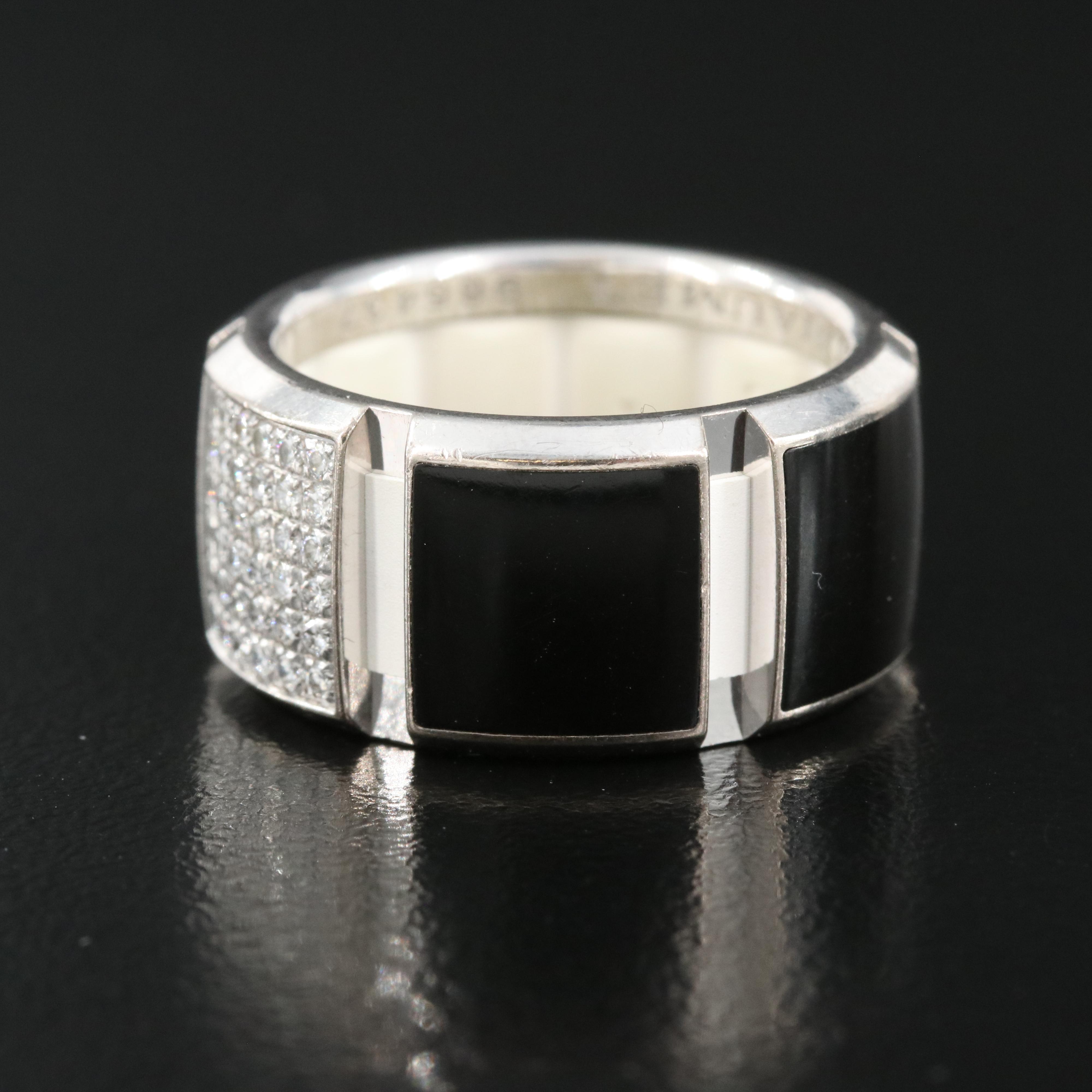 Chaumet "Class One" 18K 0.25 CTW Diamond, Enamel and Rubber Ring