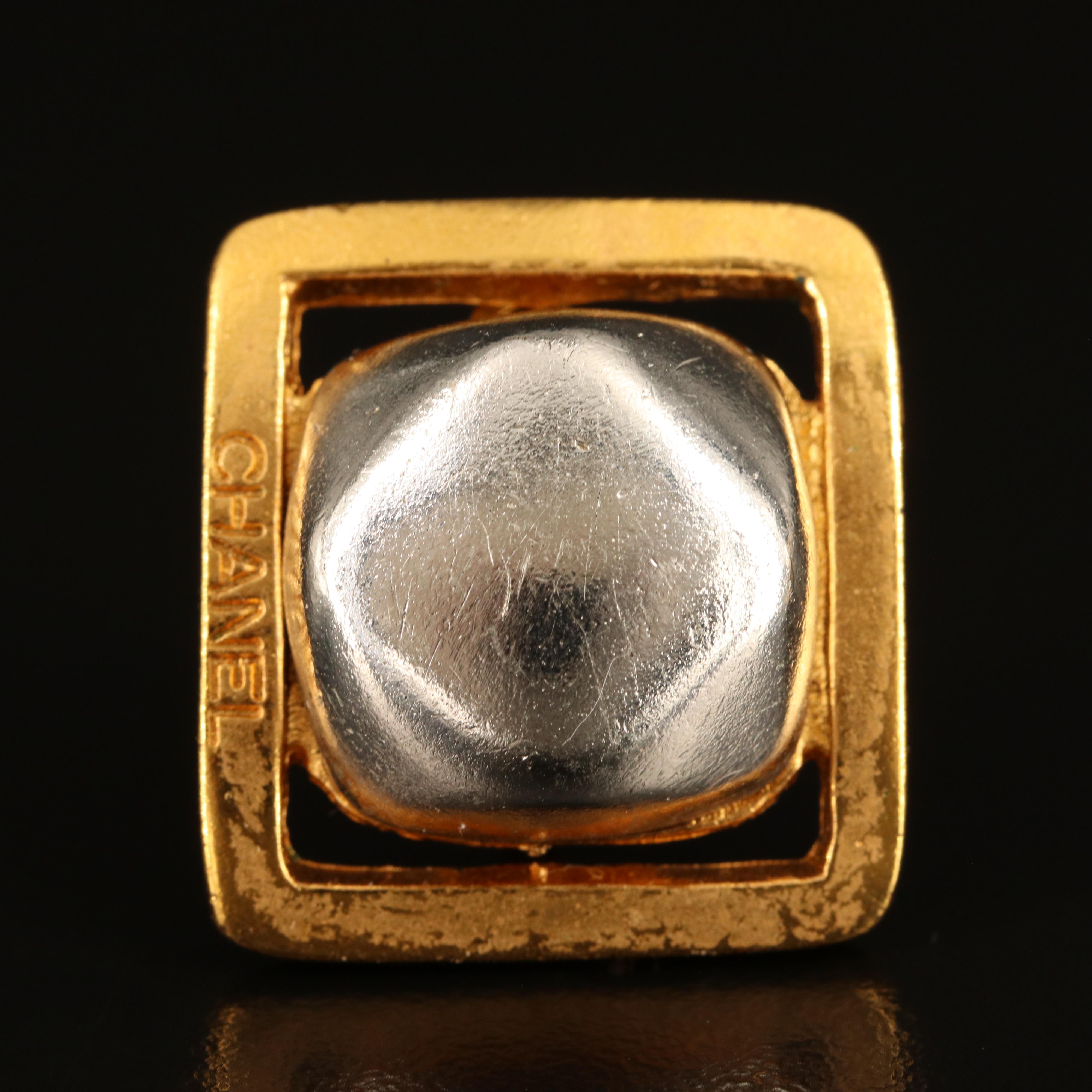 Chanel Two-Tone Square Earrings