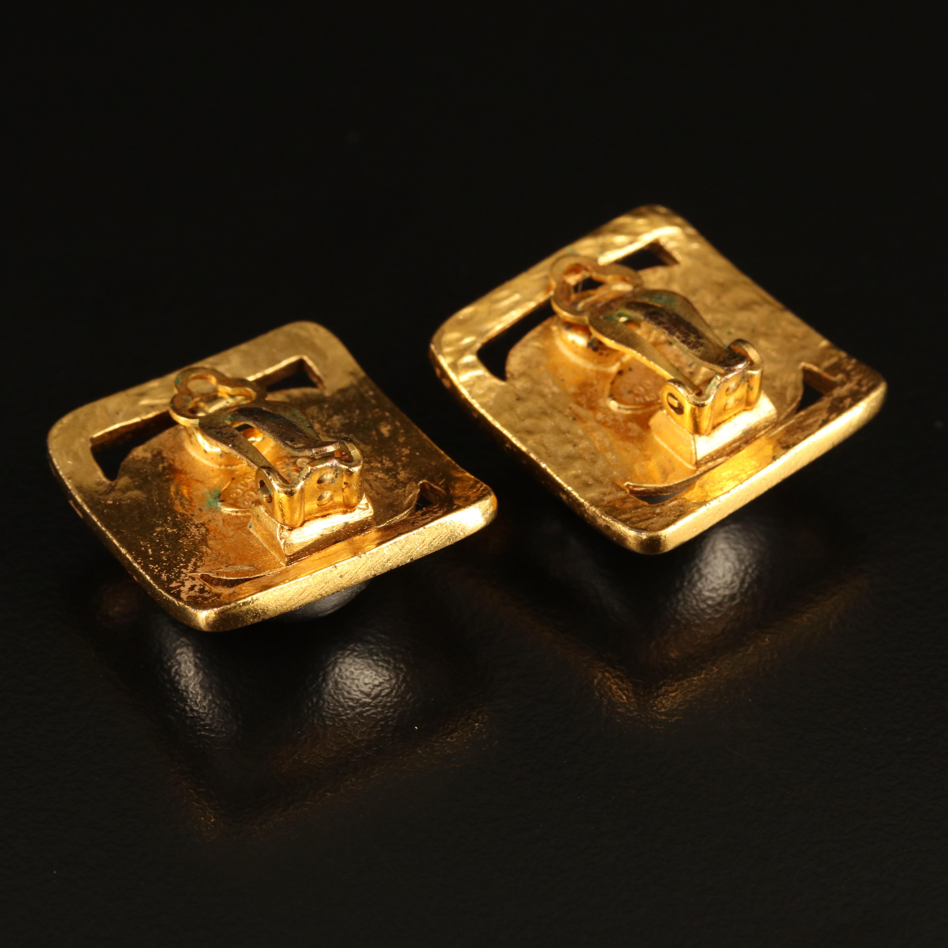 Chanel Two-Tone Square Earrings