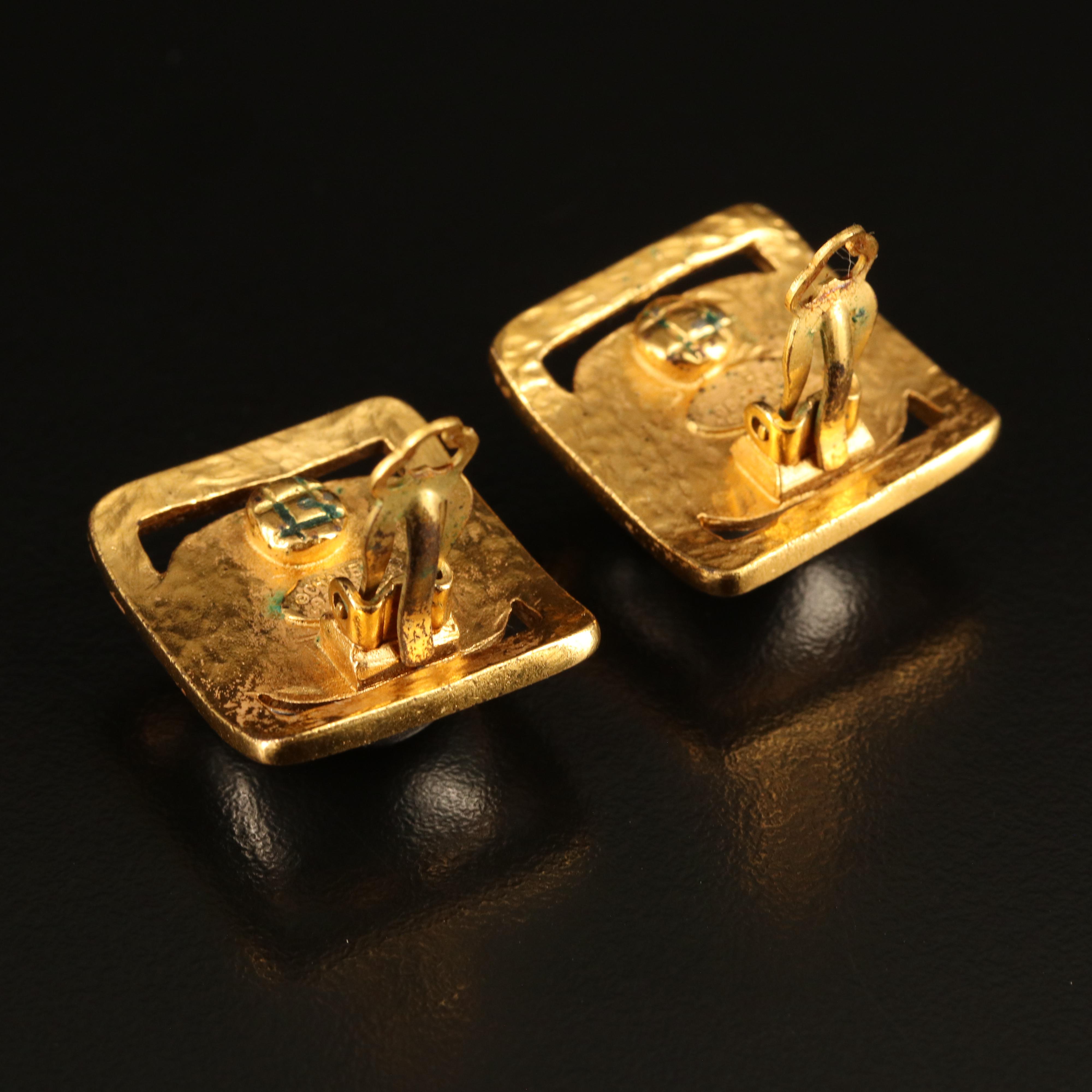 Chanel Two-Tone Square Earrings