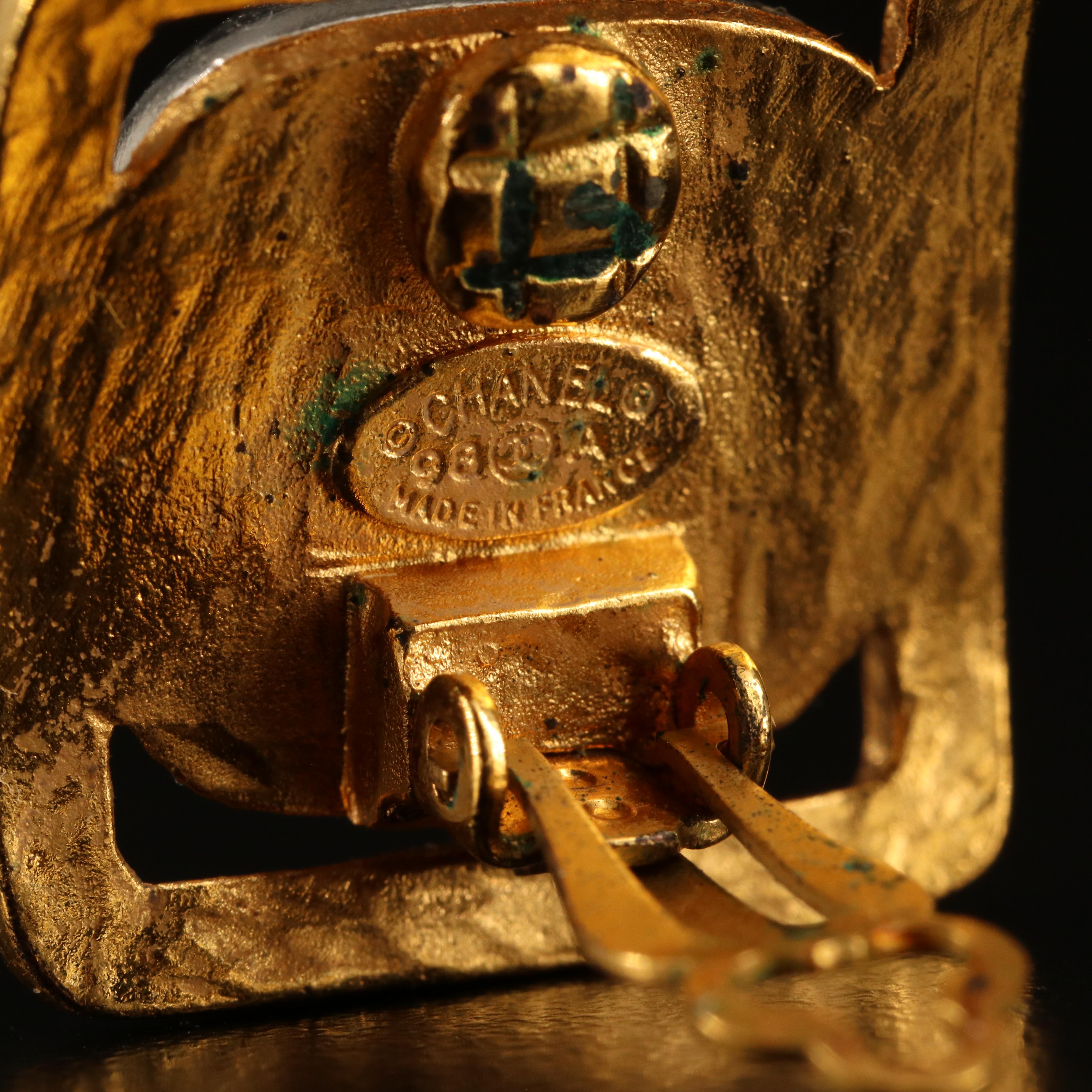 Chanel Two-Tone Square Earrings