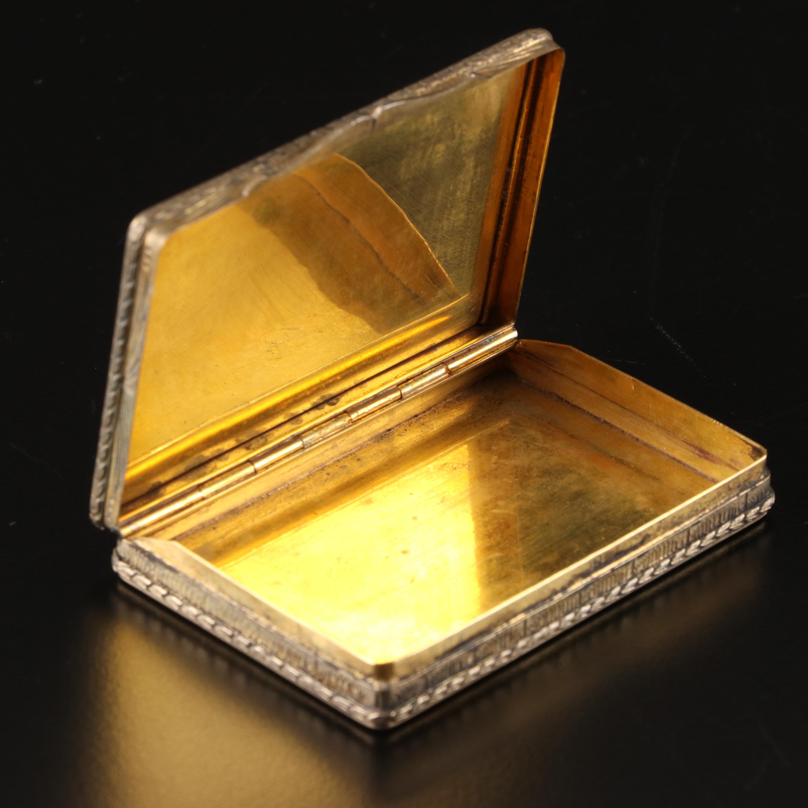 Italian Gilt over 800 Silver Enameled Box, 19th Century