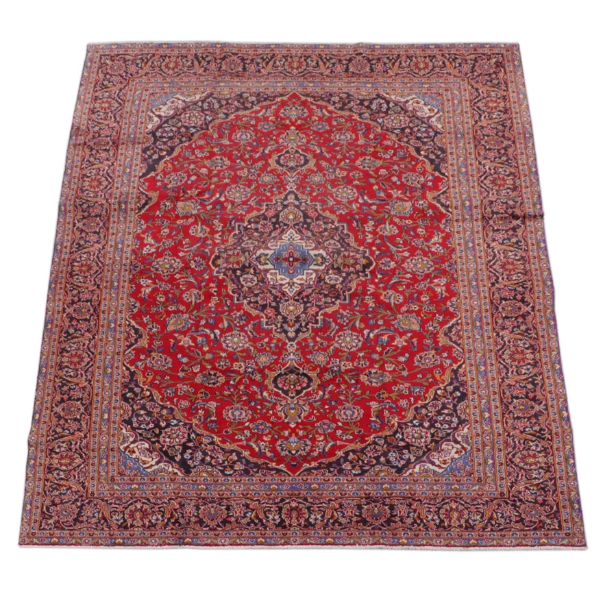 9' x 13' Hand-Knotted Persian Kashan Area Rug