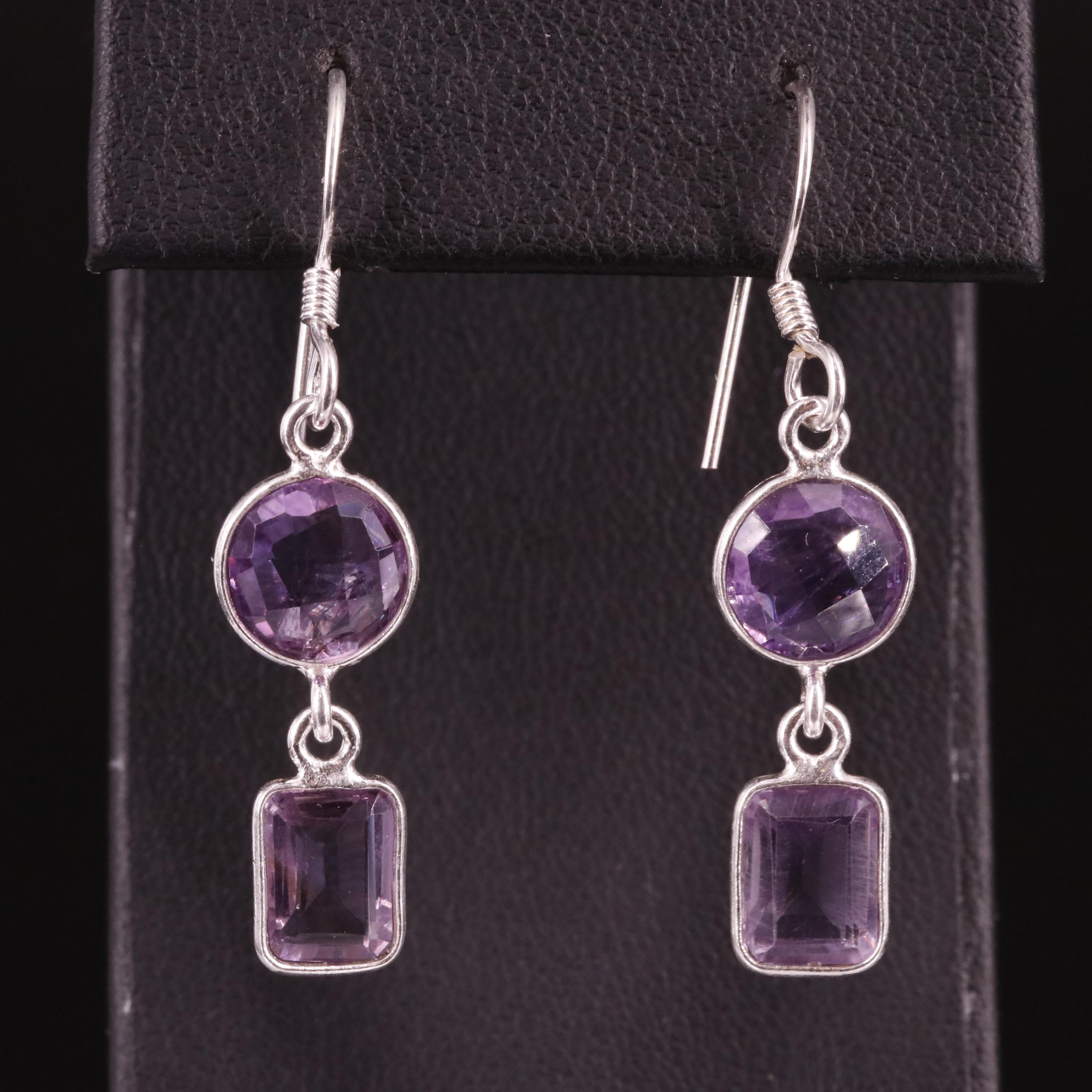 Sterling Amethyst Dangle Earrings