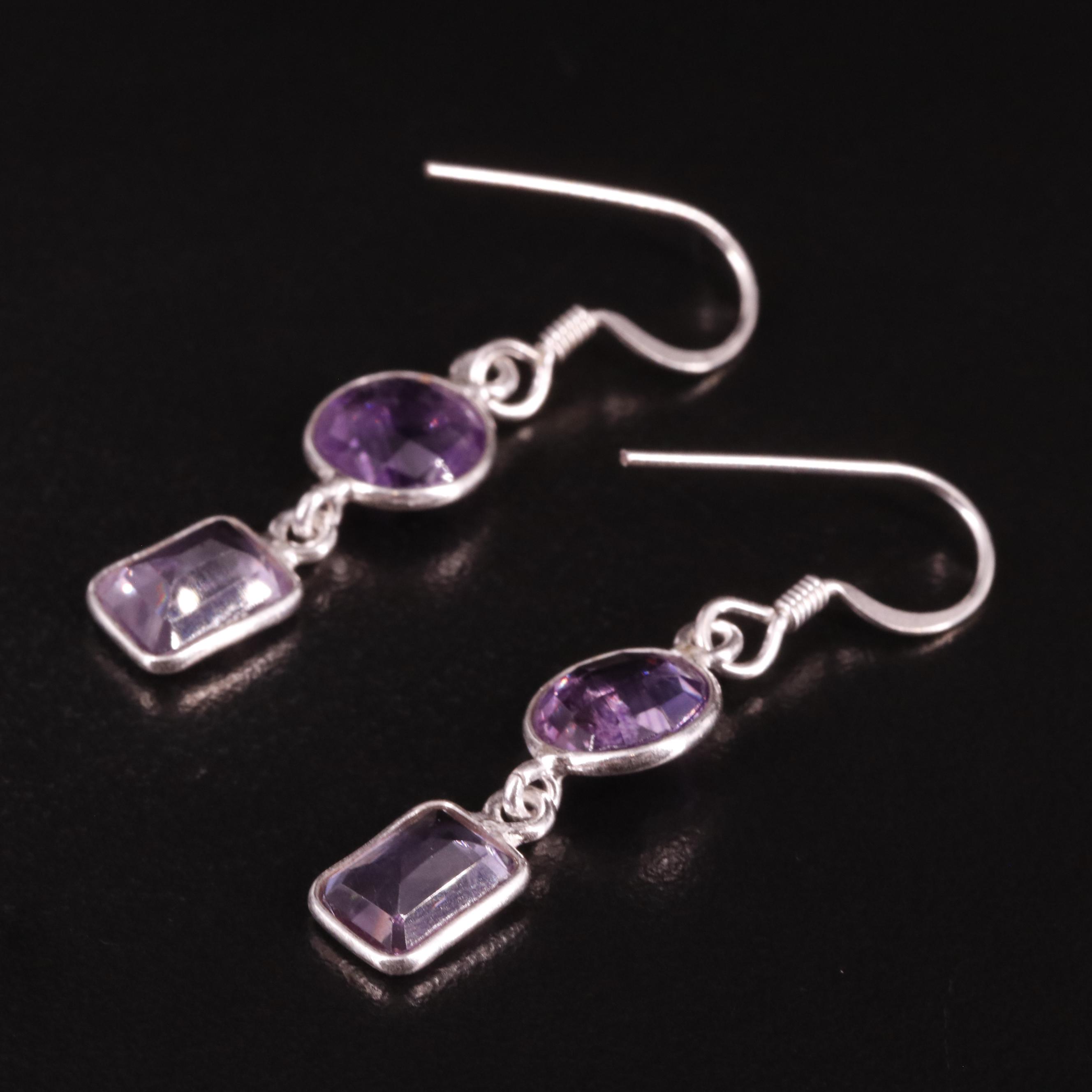 Sterling Amethyst Dangle Earrings